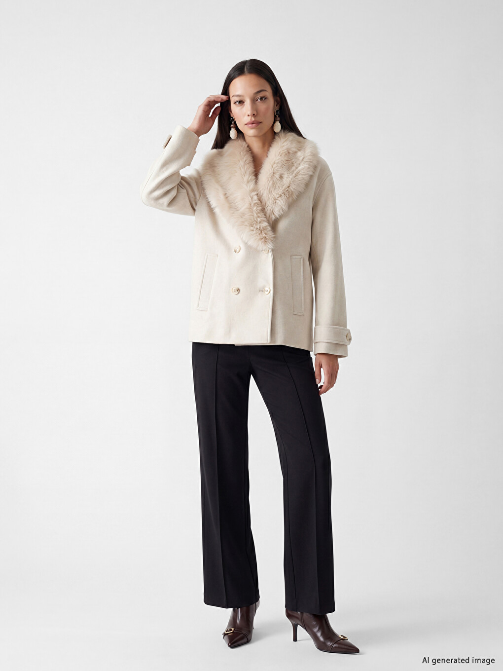 Fur Collar Women's Cachet Coatigan-1