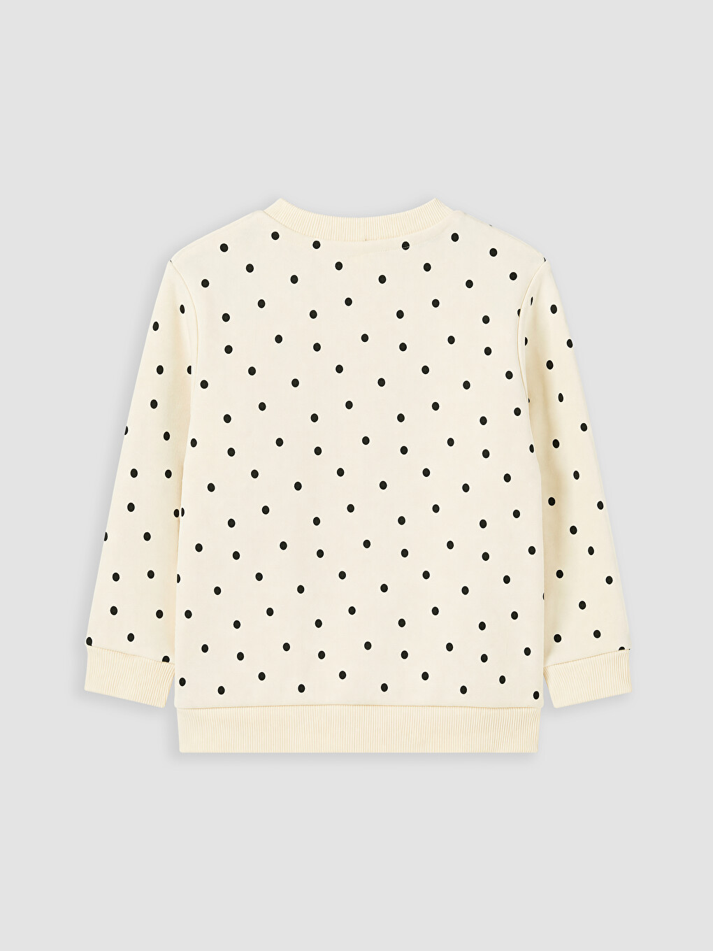 Ekru Puantiyeli Kız Çocuk Kalın Sweatshirt-2