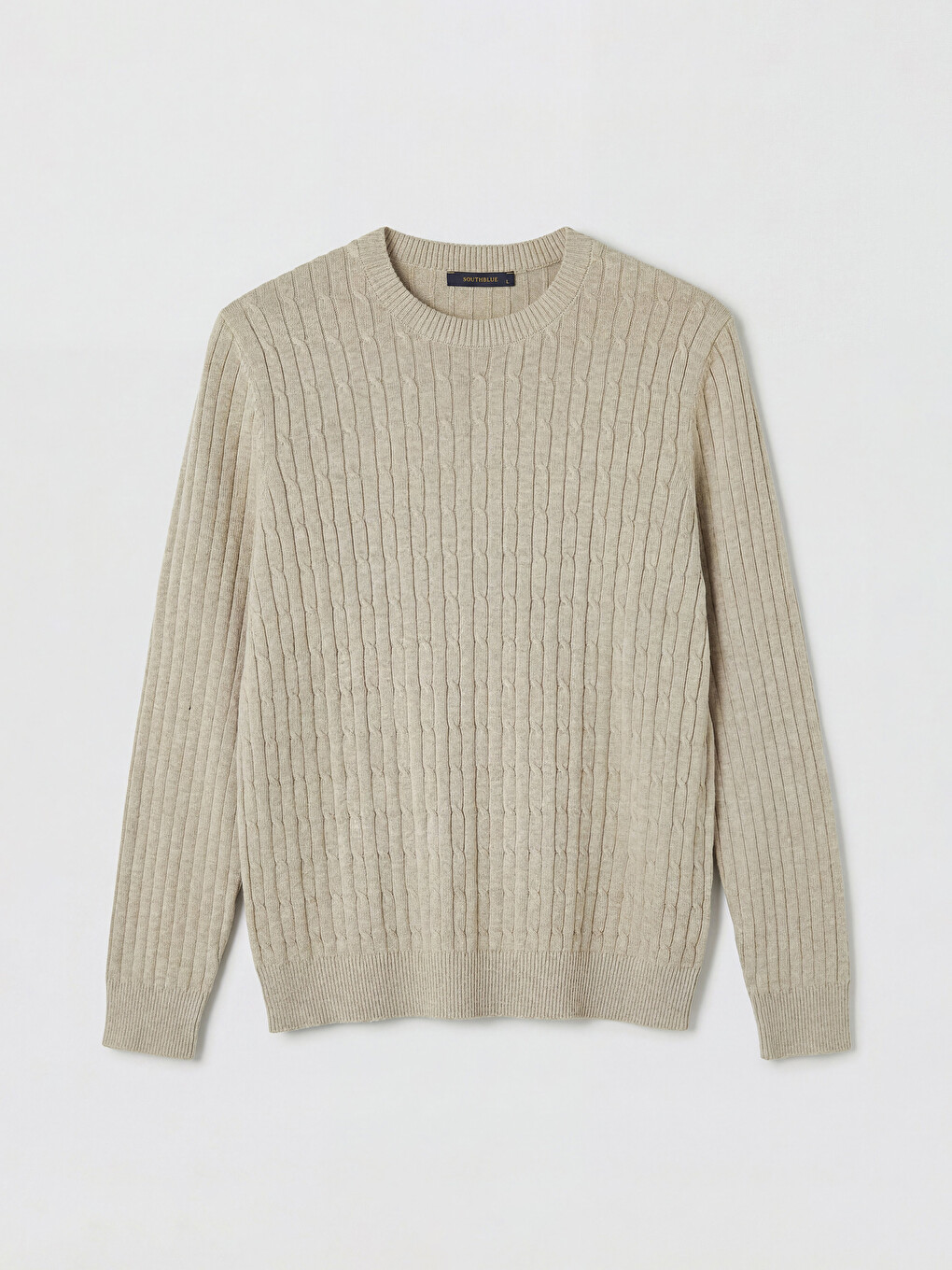 Crew Neck Cable Knit Patterned Men's Knitwear Sweater-4