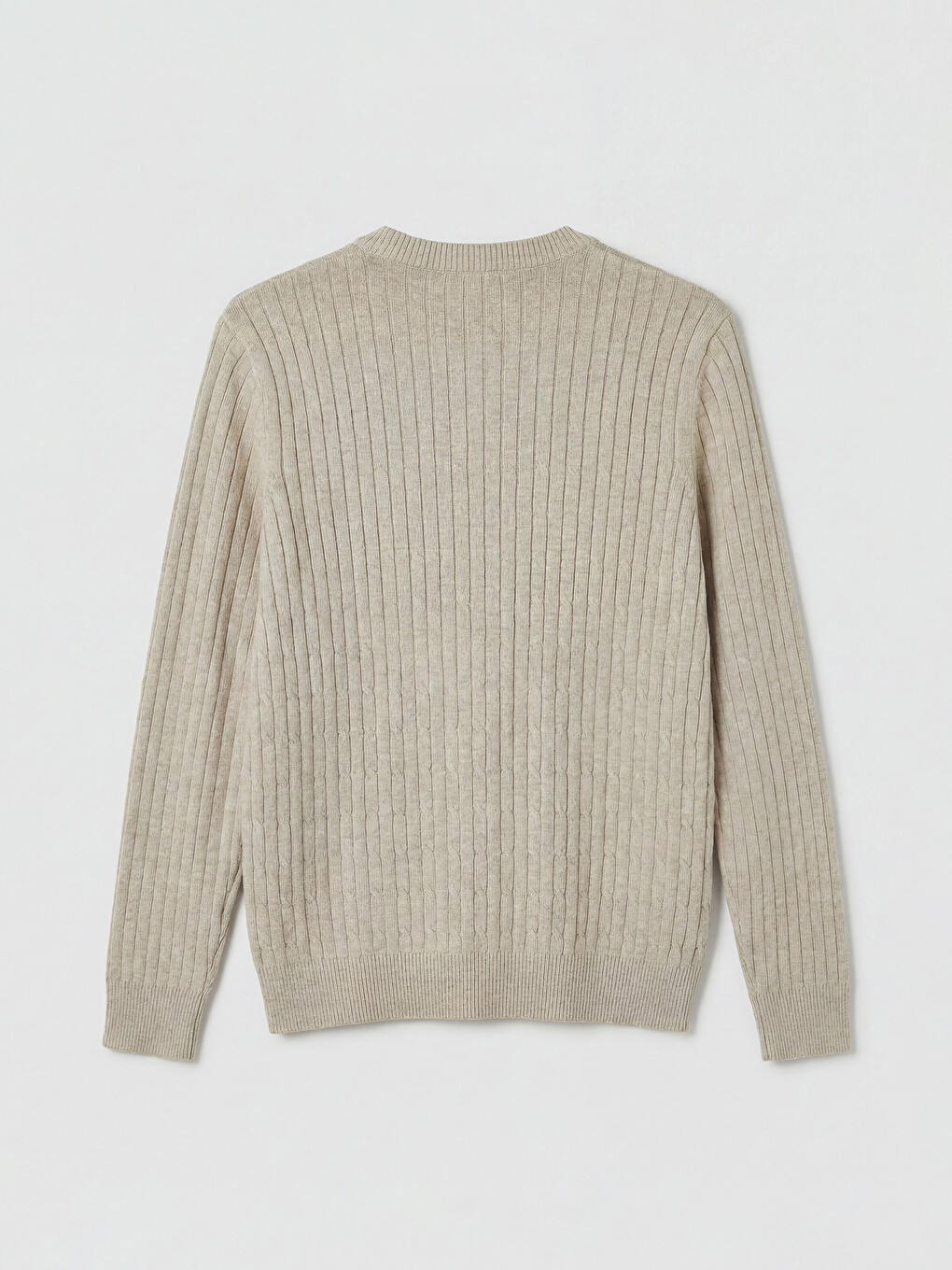 Crew Neck Cable Knit Patterned Men's Knitwear Sweater-5