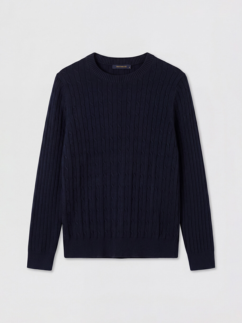 Crew Neck Cable Knit Men's Knitwear Sweater-4