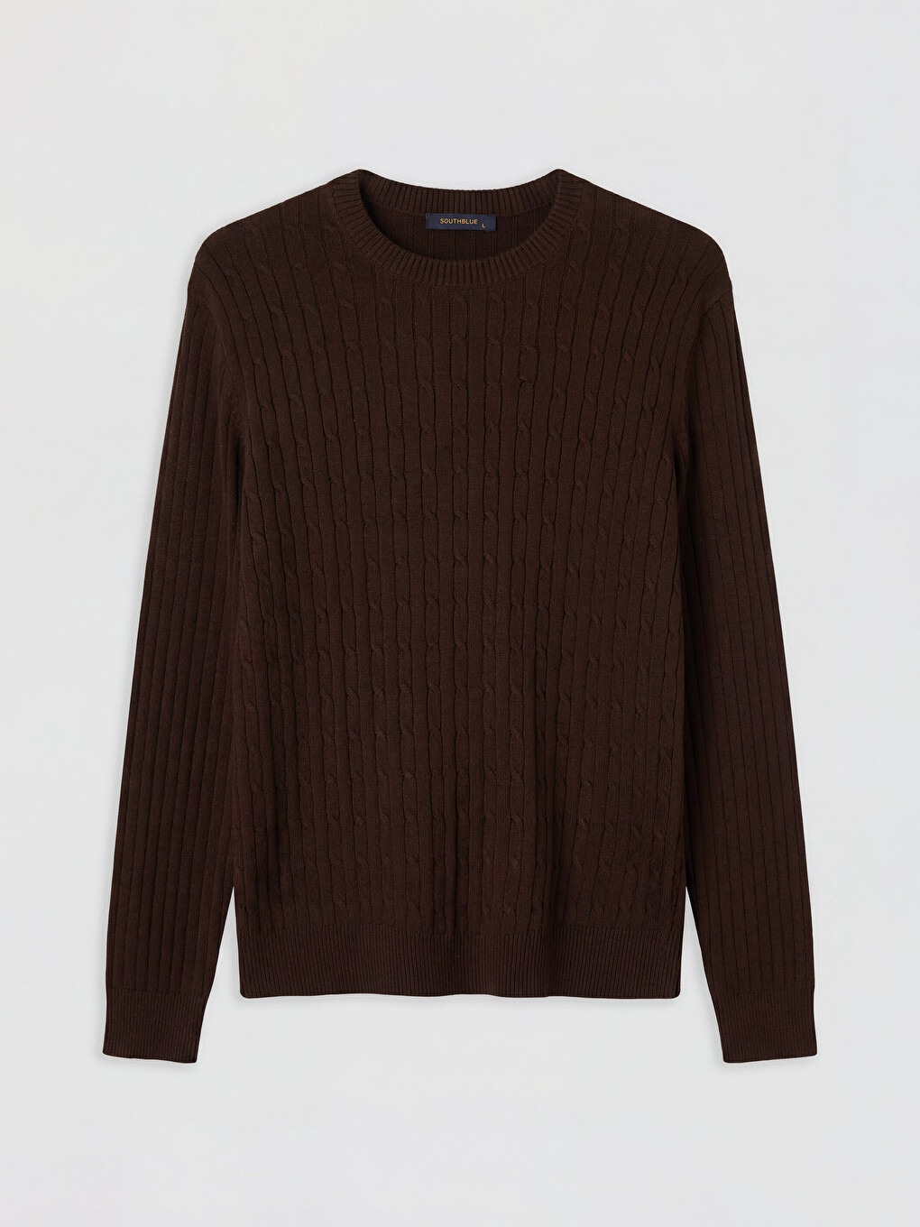 Crew Neck Cable Knit Men's Knitwear Sweater-4