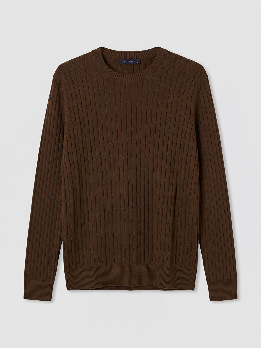 Crew Neck Cable Knit Patterned Men's Knitwear Sweater-4