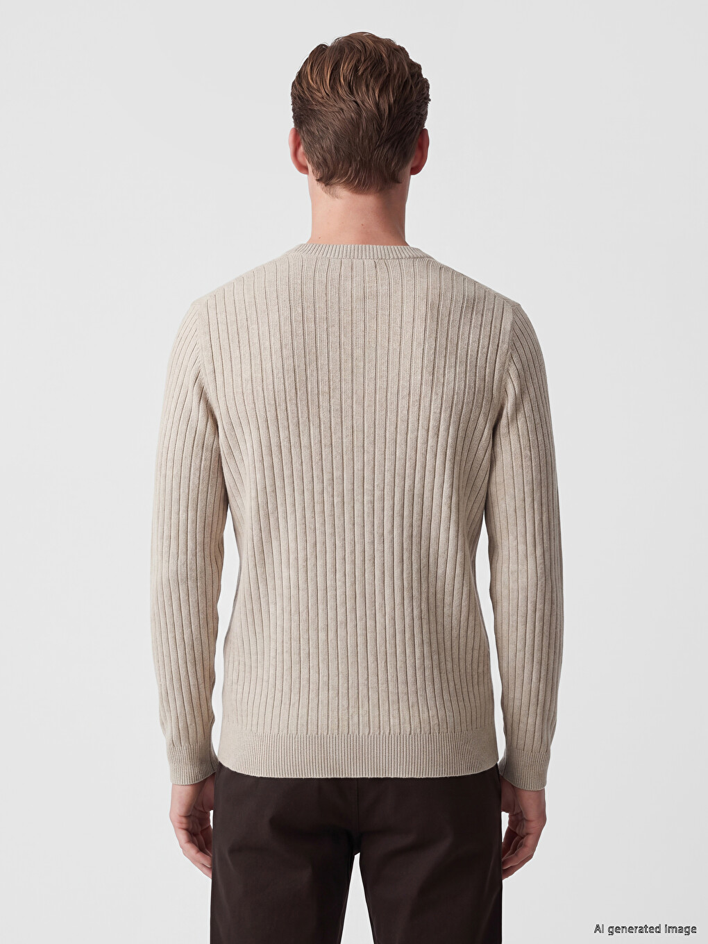 Crew Neck Cable Knit Patterned Men's Knitwear Sweater-3