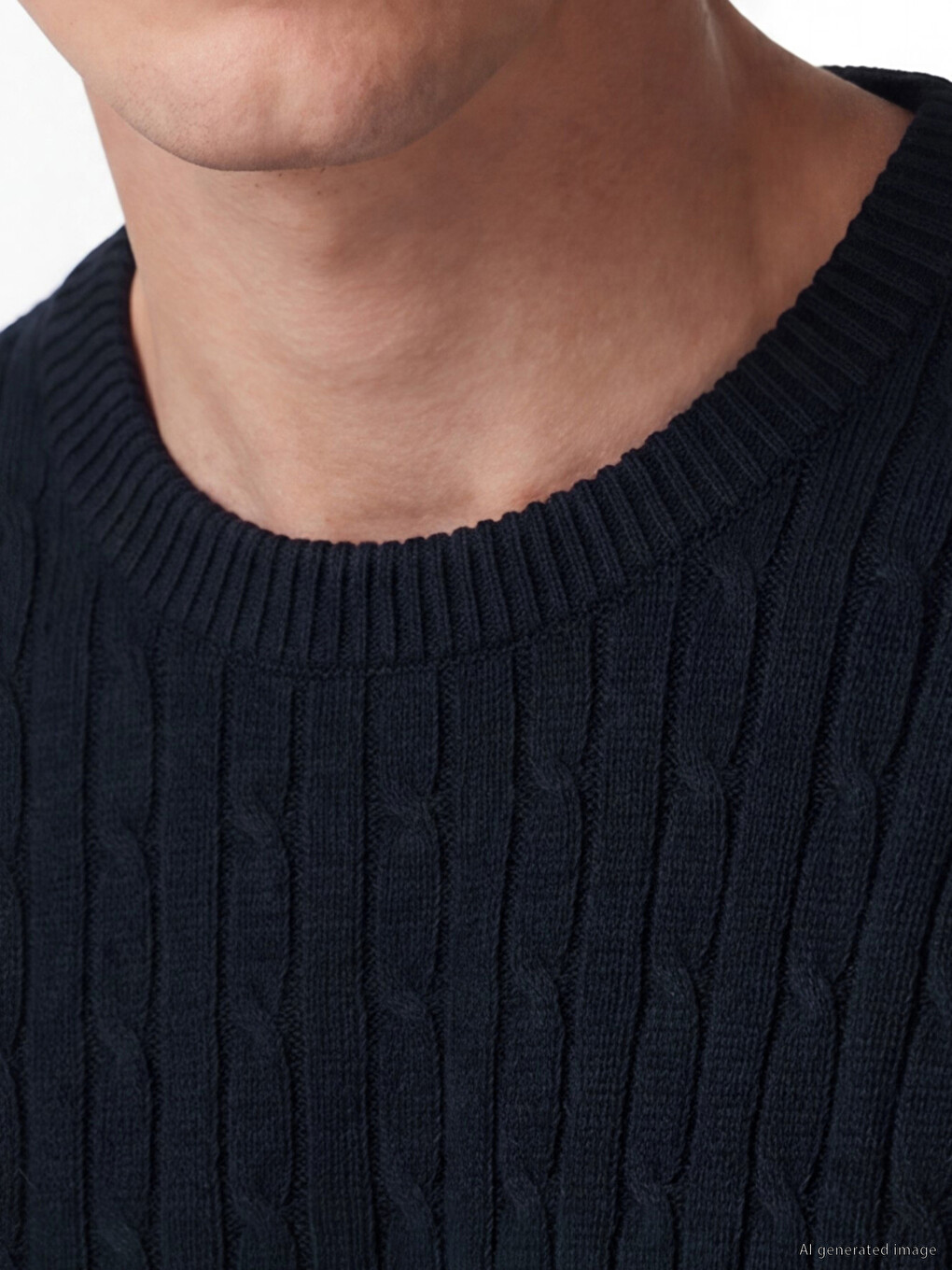 Crew Neck Cable Knit Men's Knitwear Sweater-2