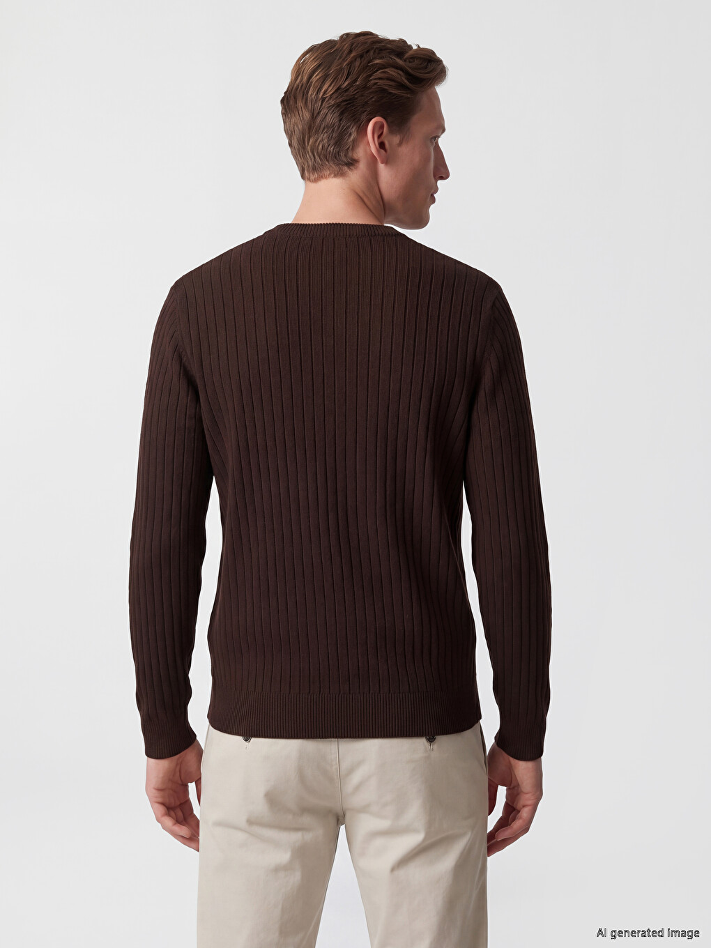 Crew Neck Cable Knit Men's Knitwear Sweater-3
