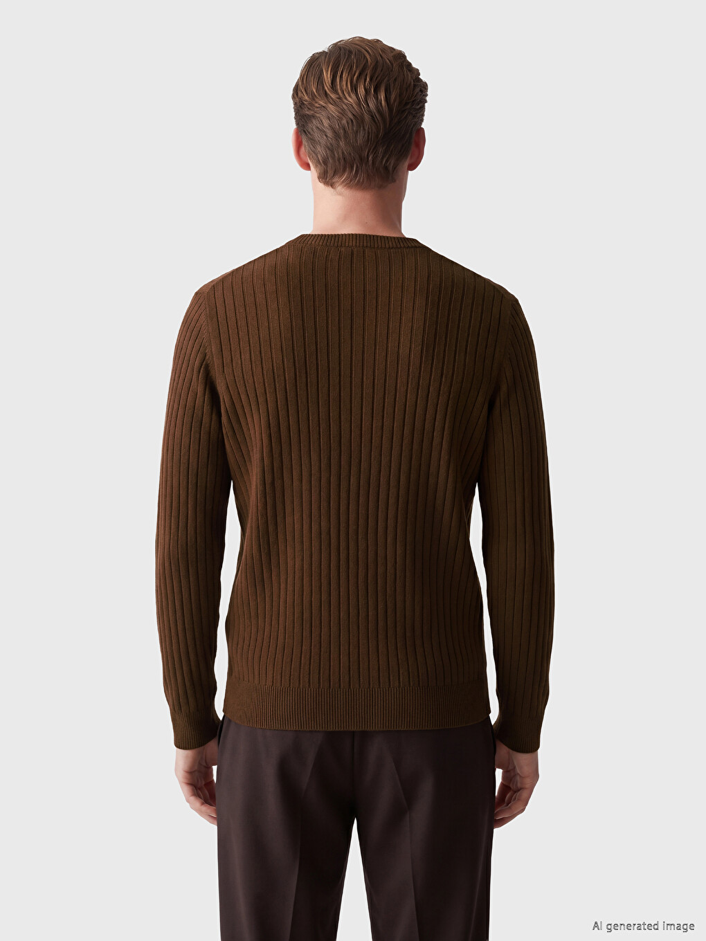 Crew Neck Cable Knit Patterned Men's Knitwear Sweater-3