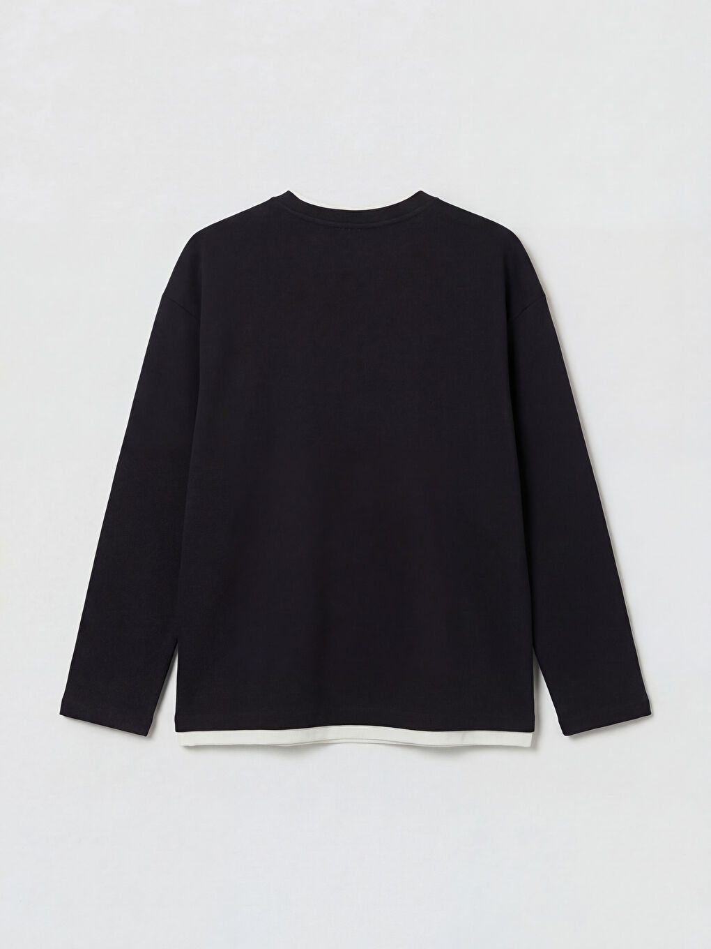 Siyah Bisiklet Yaka Uzun Kollu Erkek Sweatshir-5