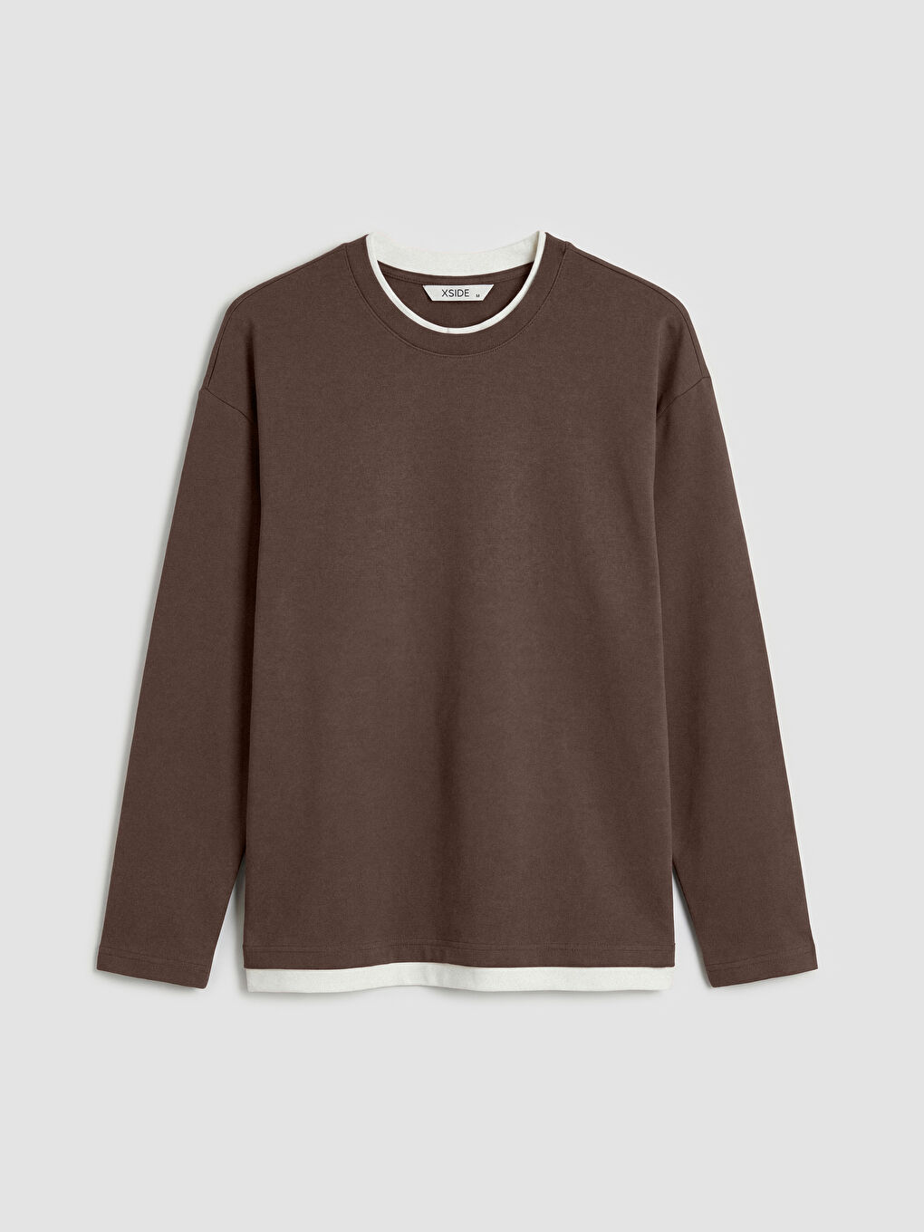 Kahverengi Bisiklet Yaka Uzun Kollu Erkek Sweatshirt