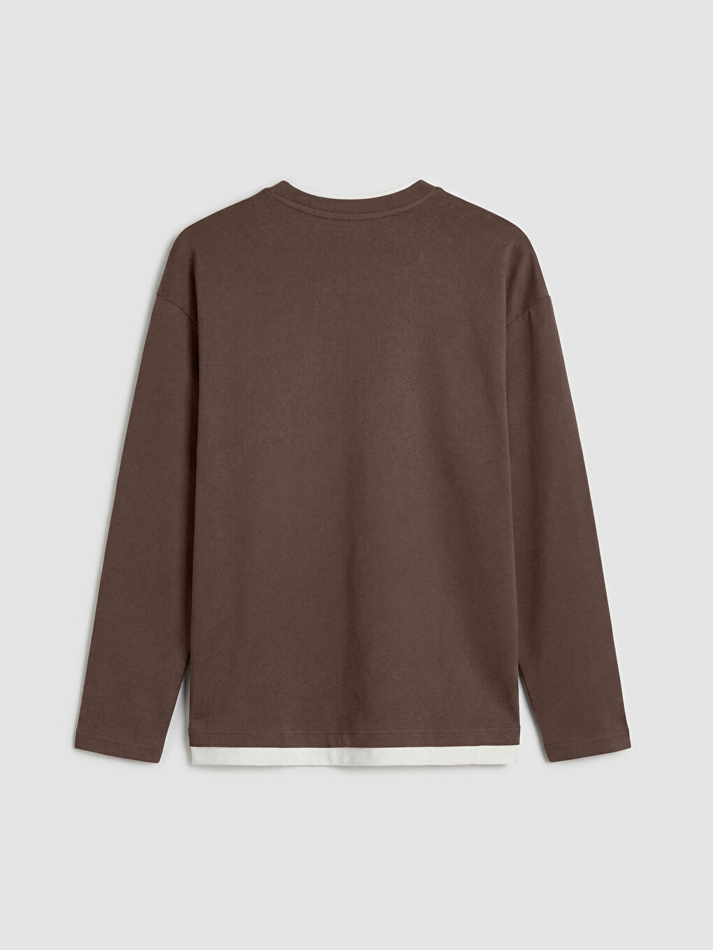 Kahverengi Bisiklet Yaka Uzun Kollu Erkek Sweatshirt-1