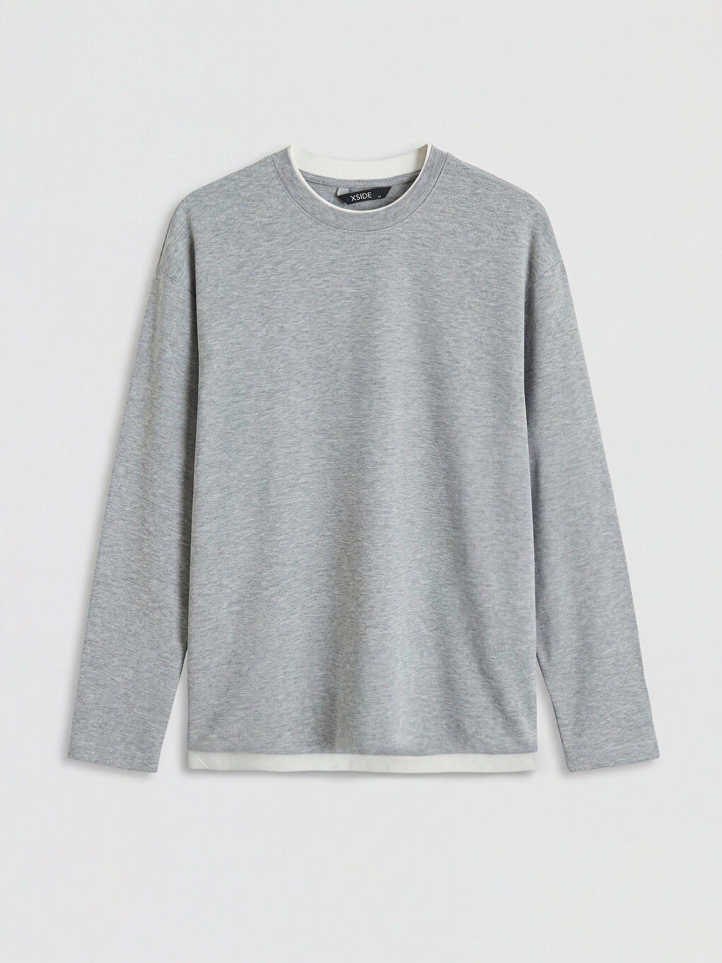 Gri Bisiklet Yaka Erkek Sweatshirt-3