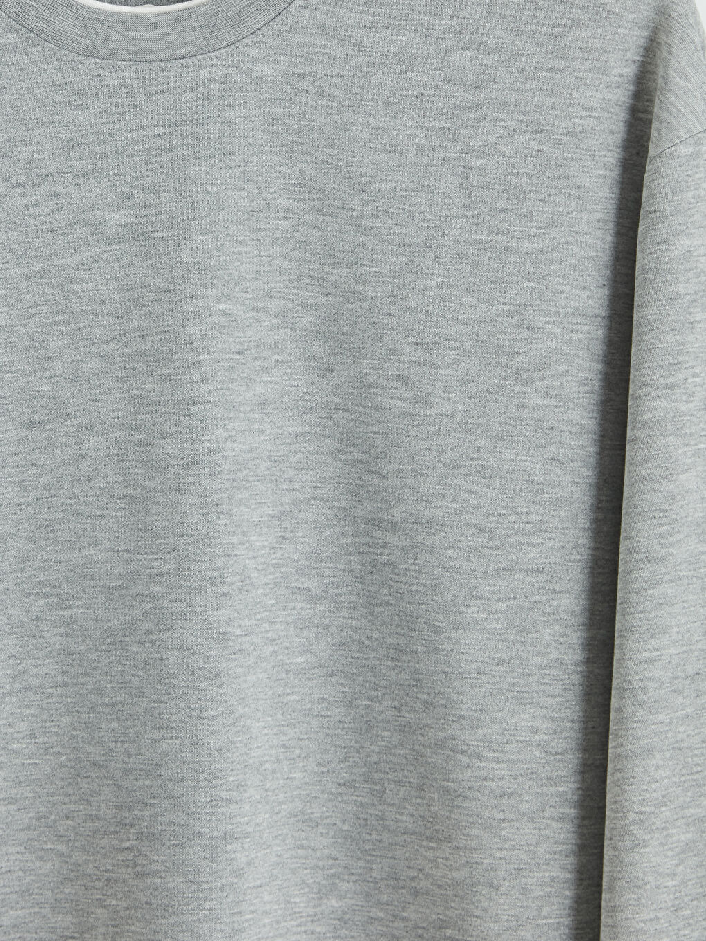 Gri Bisiklet Yaka Erkek Sweatshirt-5