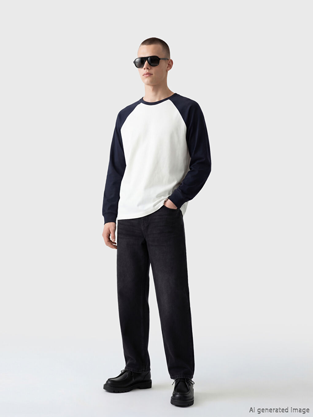 Ekru Bisiklet Yaka Erkek Tişört-1