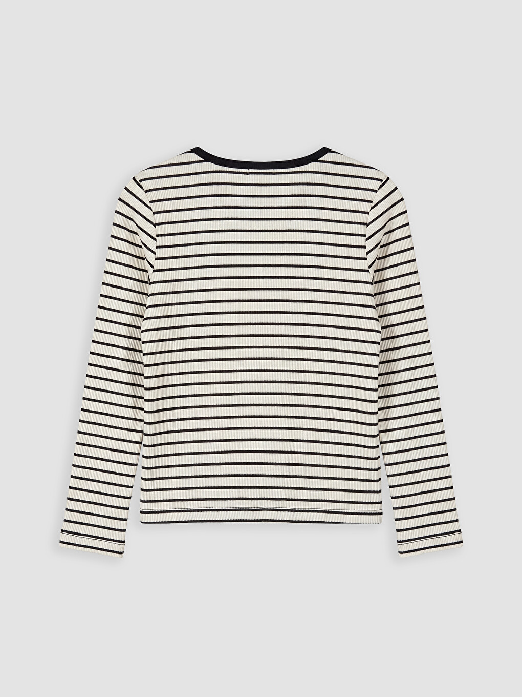 Crew Neck Striped Heart Detail Girls' T-shirt-2