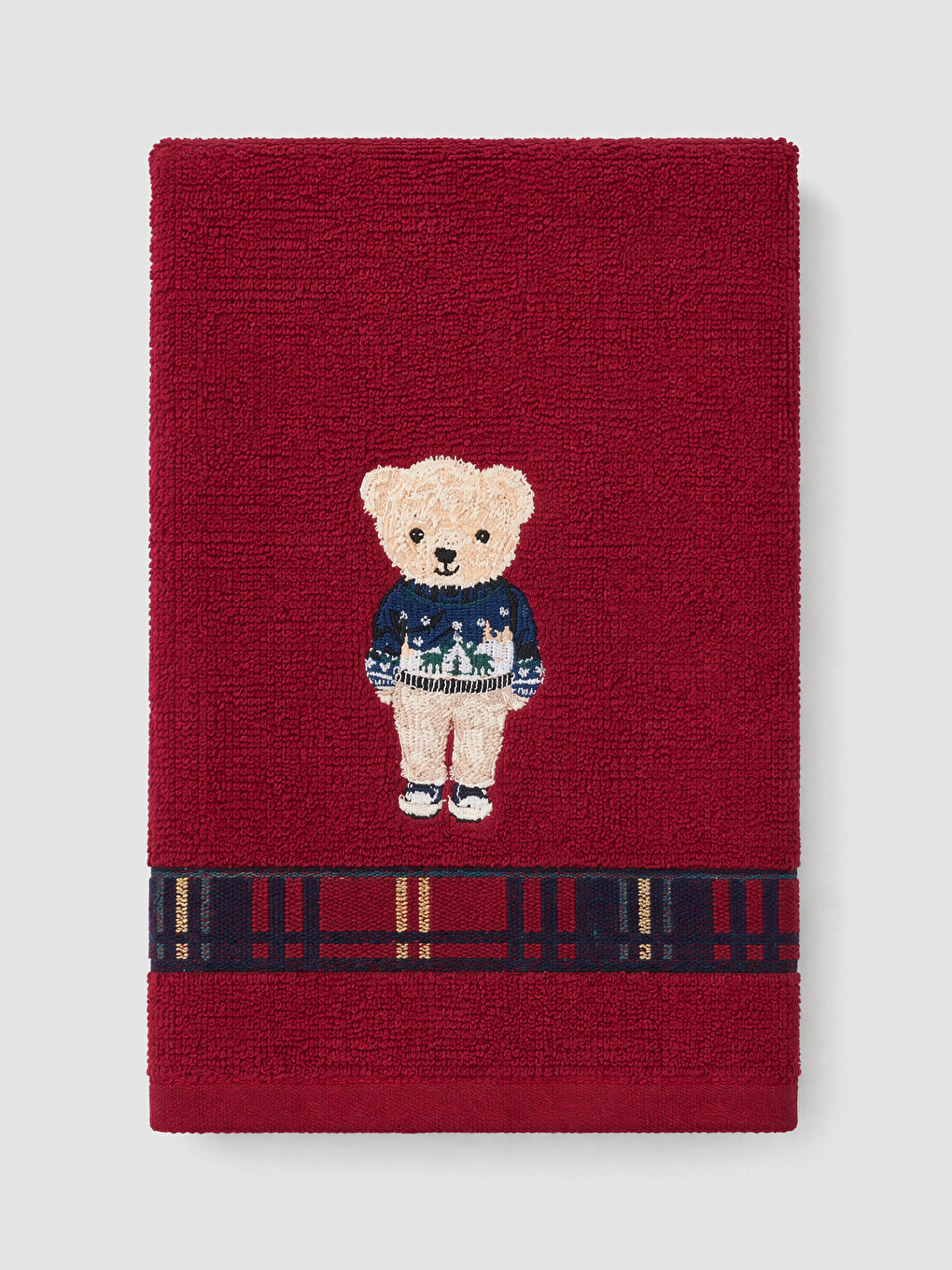 Kırmızı Ayı Teddy Nakışlı Yüz Havlusu 50x80-1