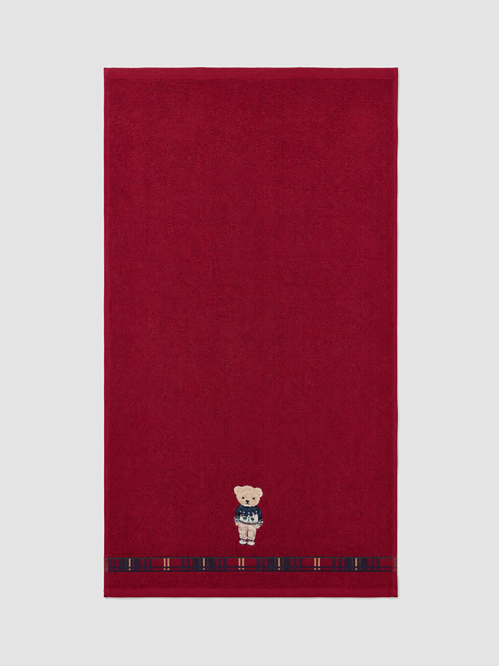 Kırmızı Ayı Teddy Nakışlı Yüz Havlusu 50x80-2