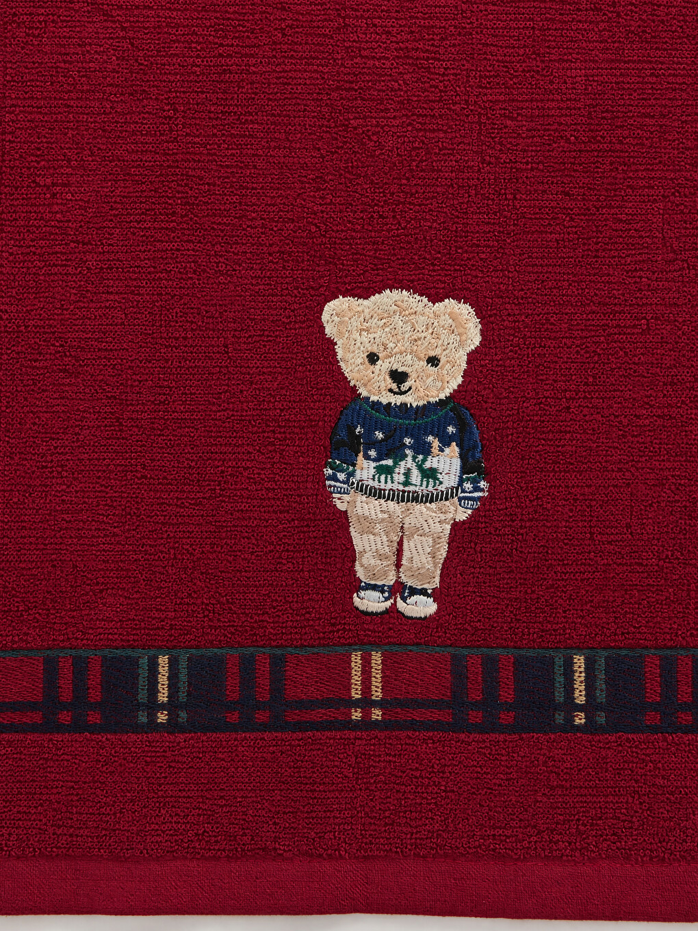 Kırmızı Ayı Teddy Nakışlı Yüz Havlusu 50x80-3