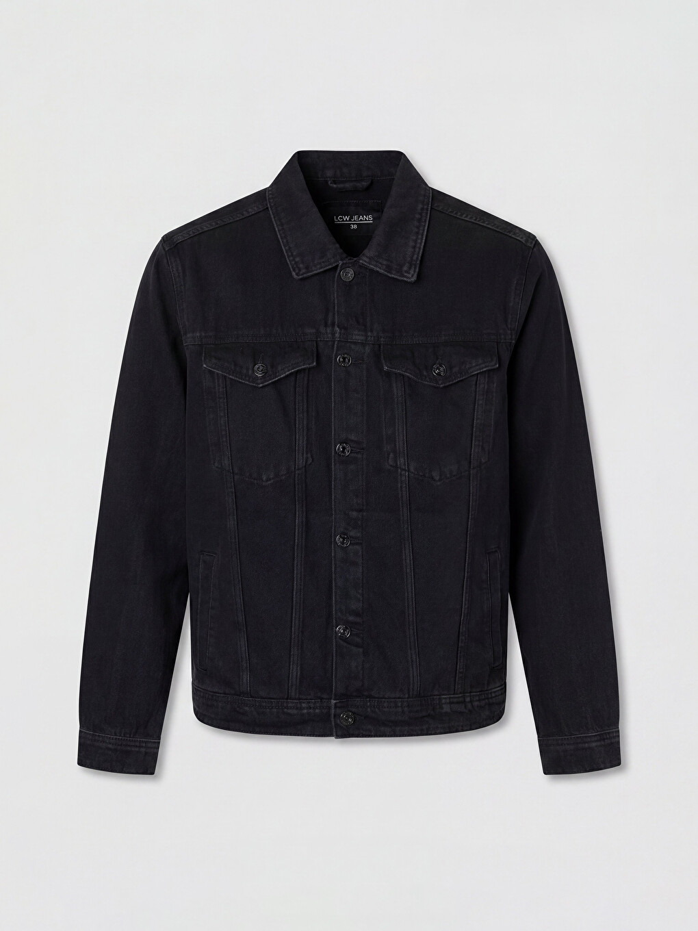 Siyah Regular Fit Erkek Jean Ceket-4