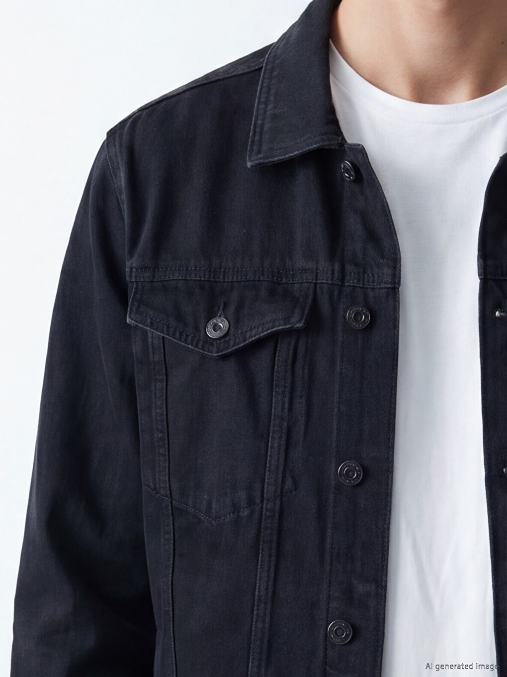 Siyah Regular Fit Erkek Jean Ceket-2