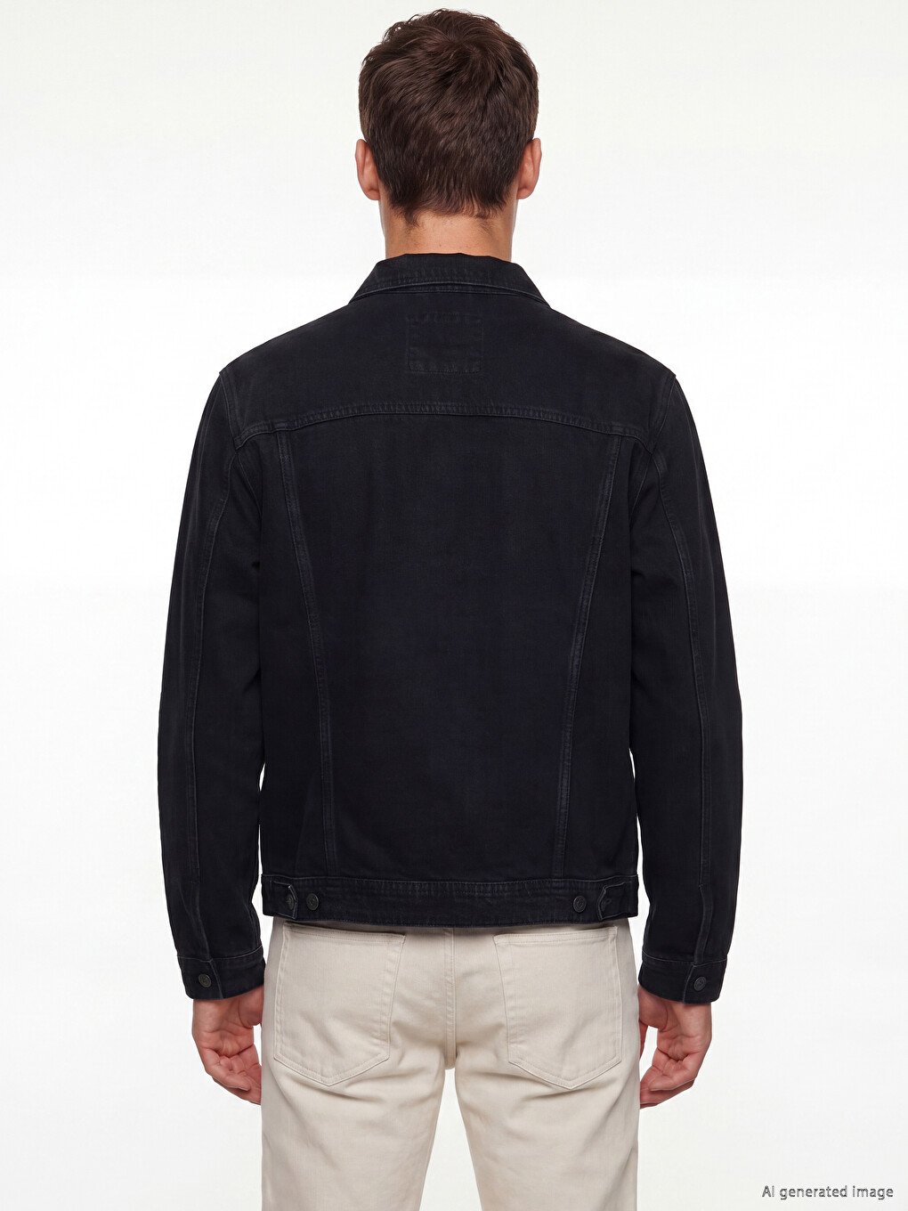Siyah Regular Fit Erkek Jean Ceket-3