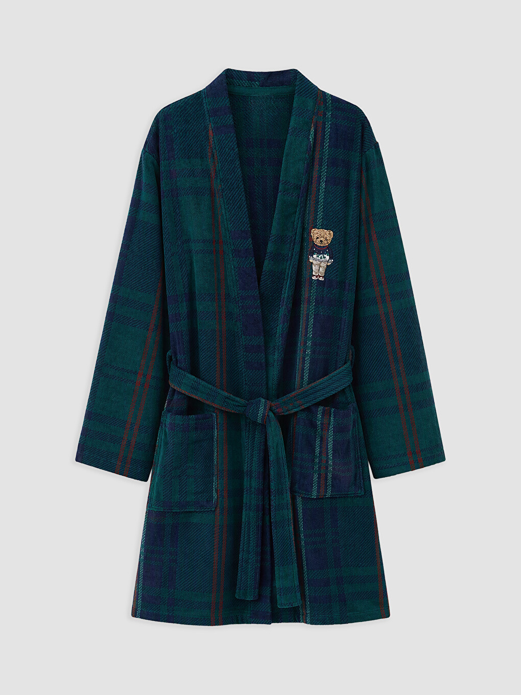 Karışık Ayı Teddy Nakışlı Kadın Bornoz