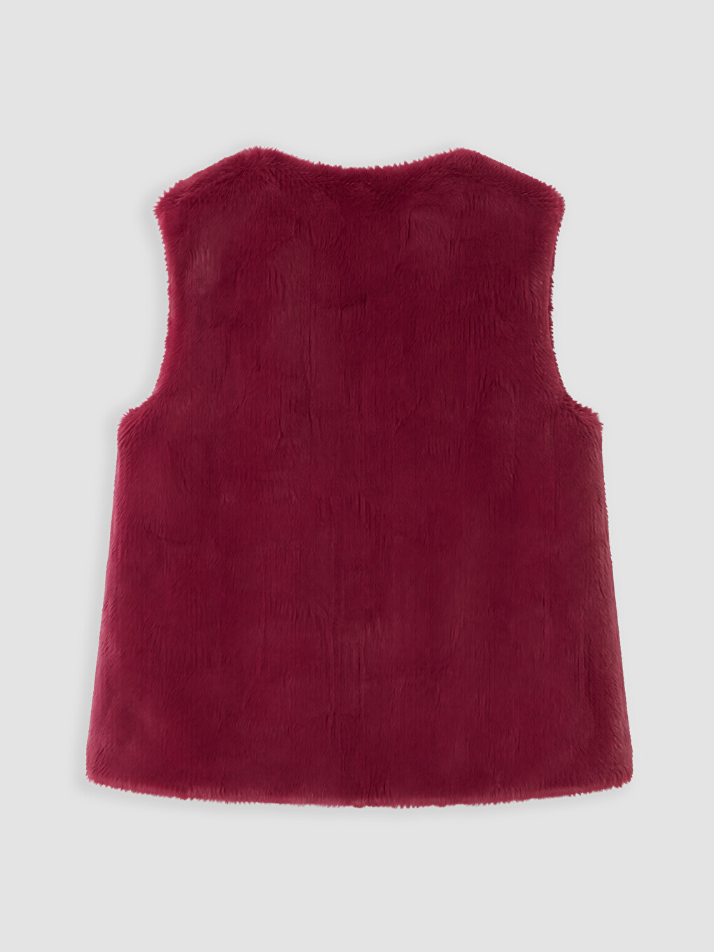 Crew Neck Girls' Plush Gilet-2