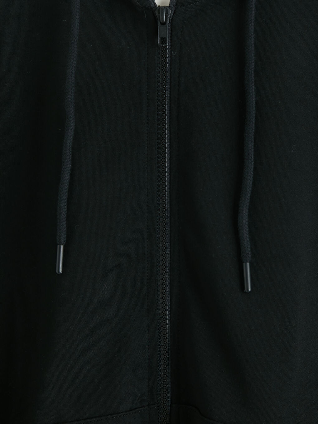 Siyah Kapüşonlu Erkek Fermuarlı Sweatshirt-2