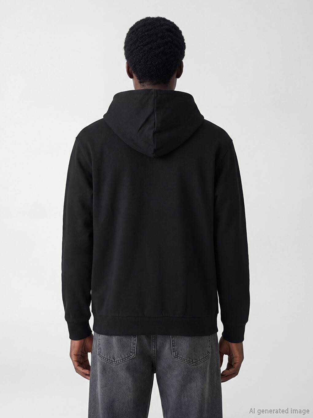 Siyah Kapüşonlu Erkek Fermuarlı Sweatshirt-3