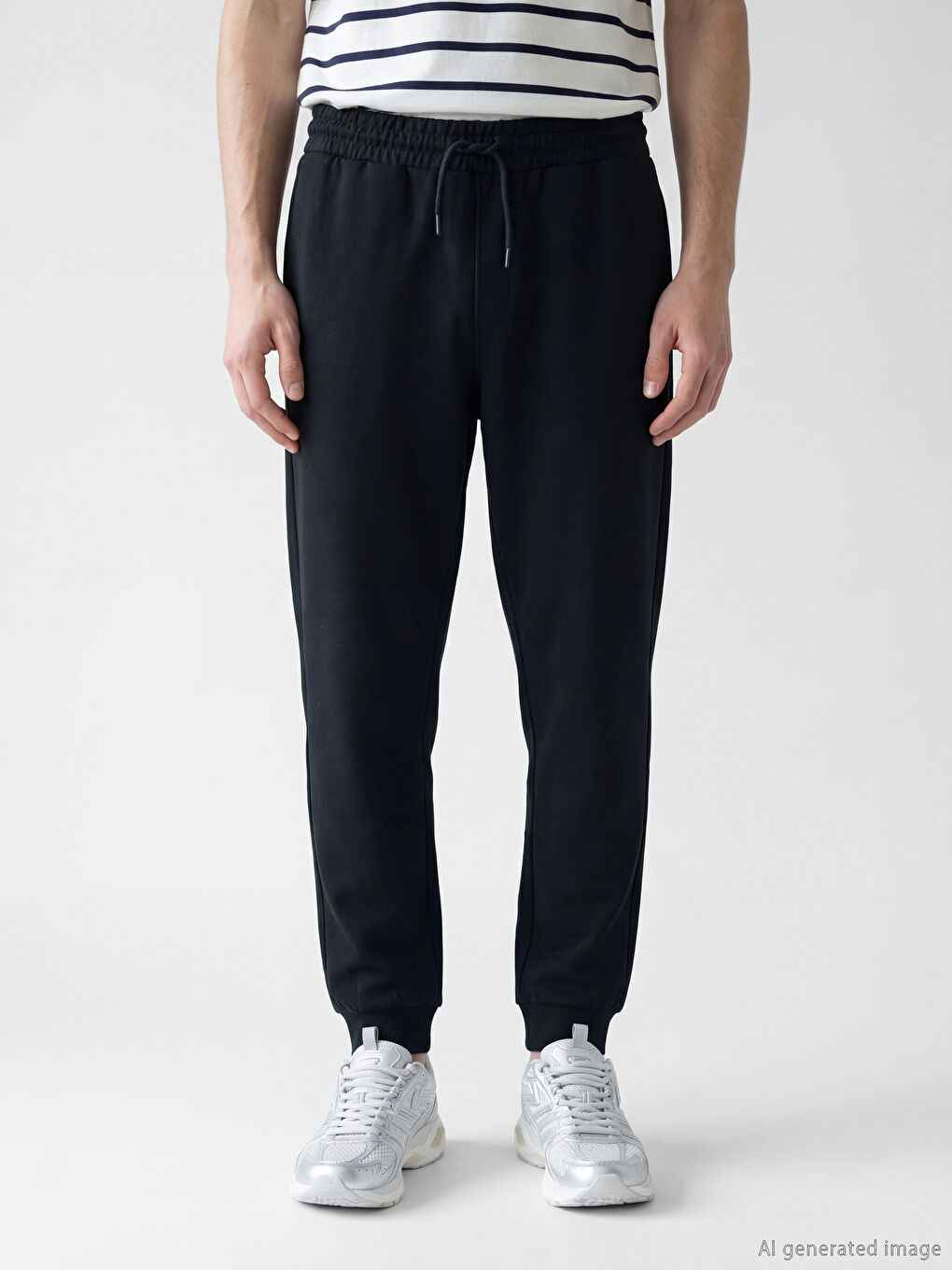 Siyah Standart Kalıp Erkek Jogger Eşofman Altı-1