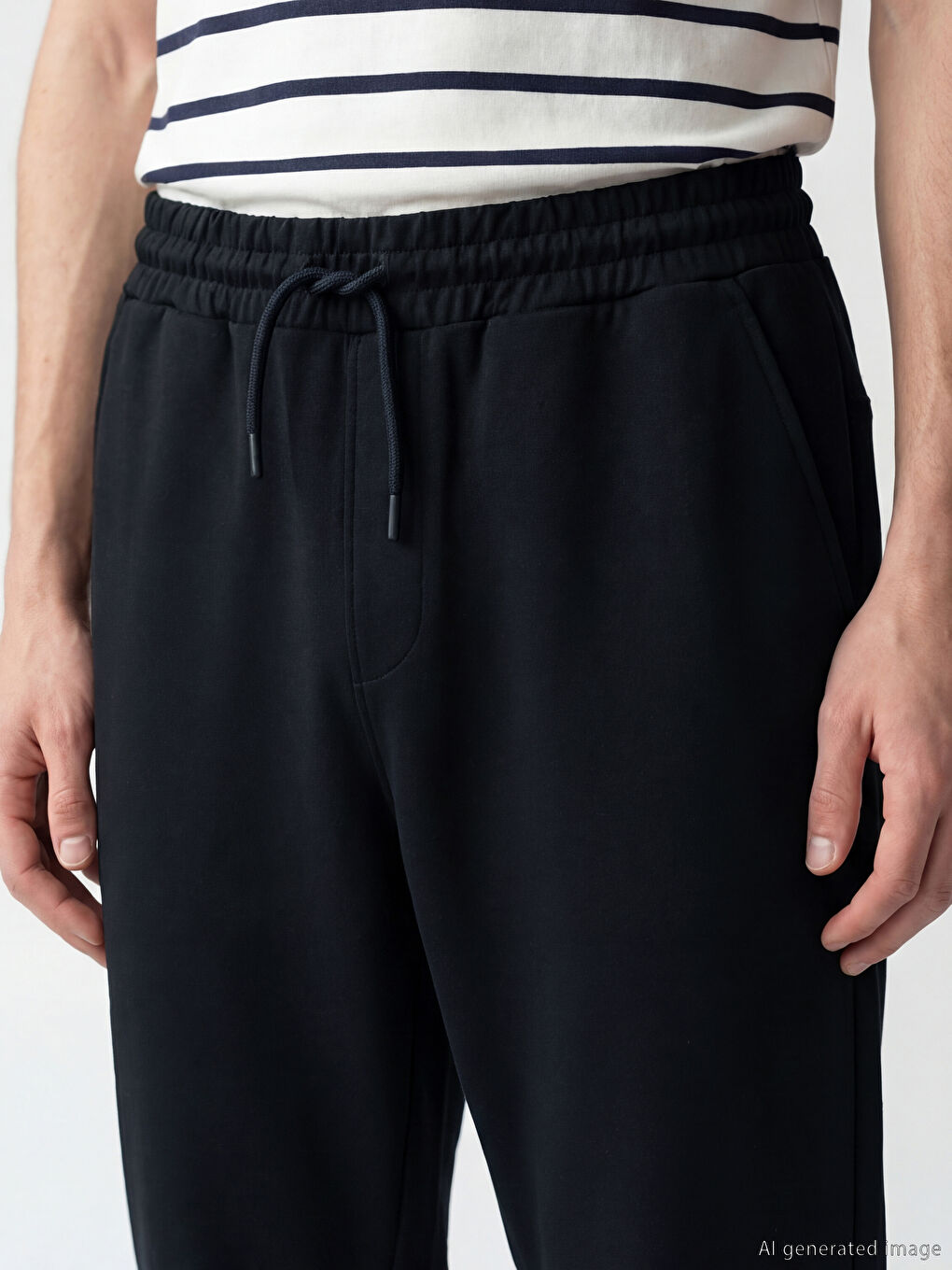 Siyah Standart Kalıp Erkek Jogger Eşofman Altı-2