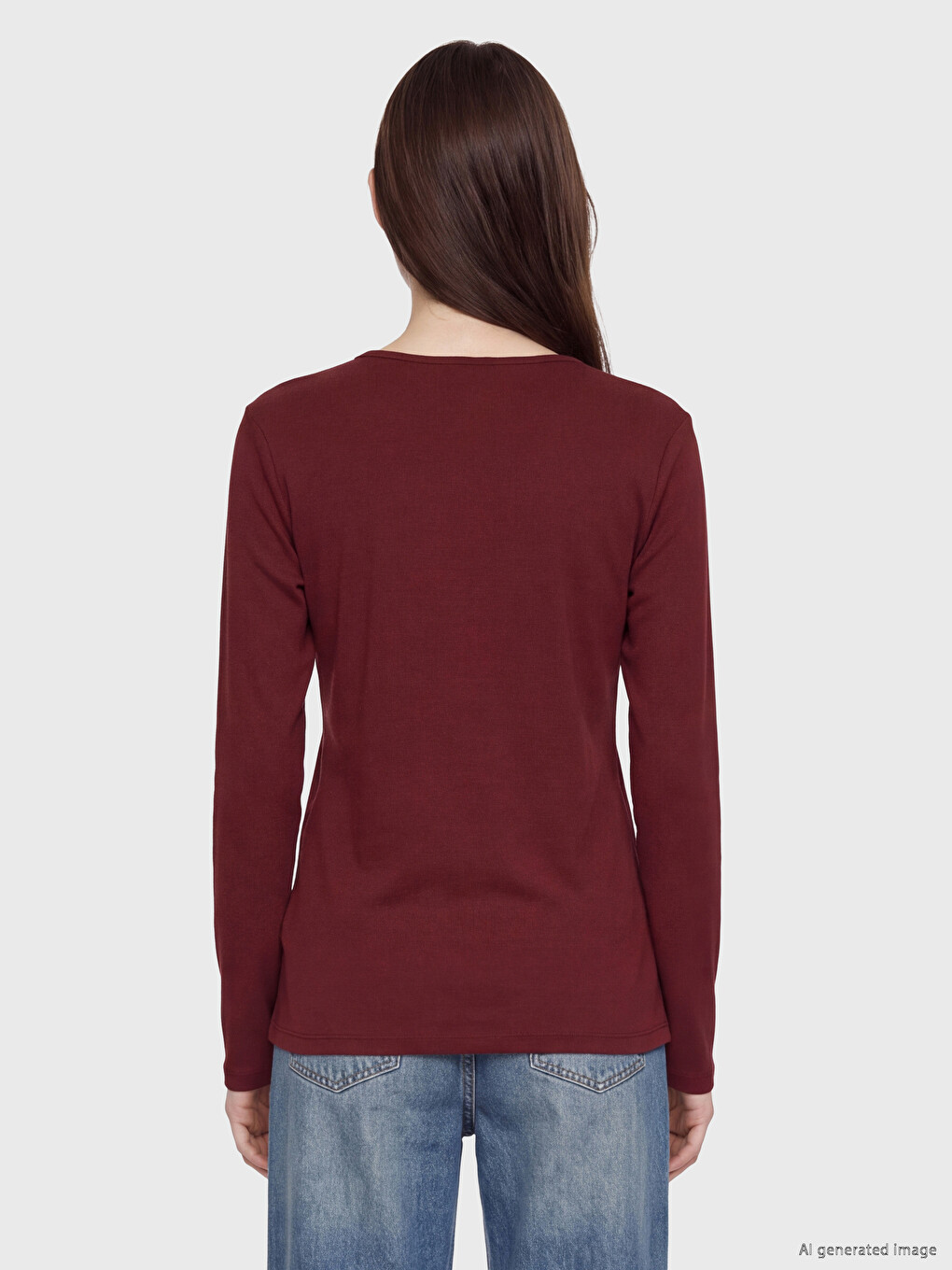 Bordo Bisiklet Yaka Kadın Body-3