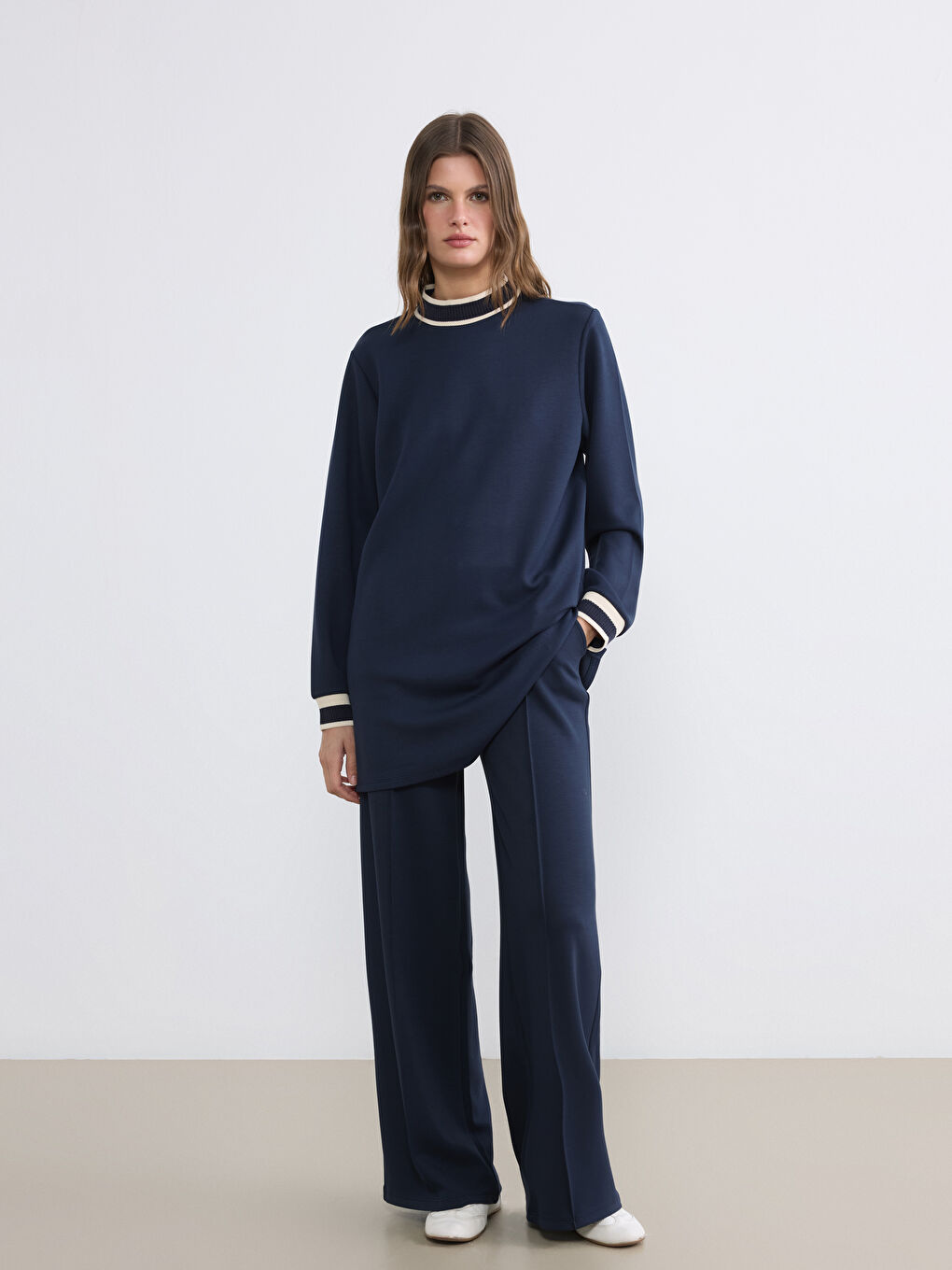 Lacivert Beli Lastikli Soft Touch Kadın Eşofman Altı