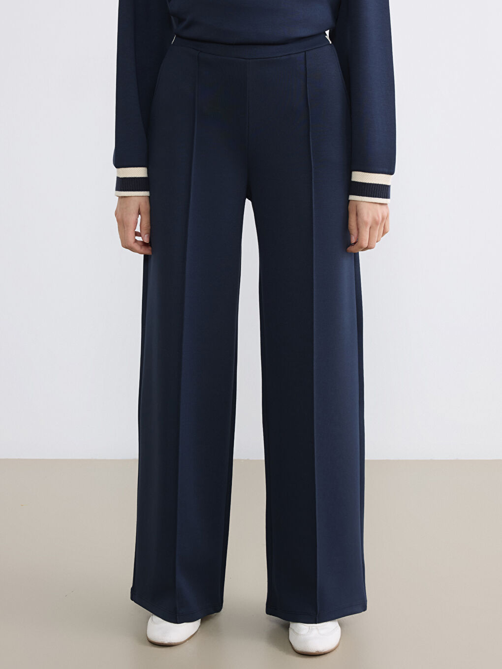 Lacivert Beli Lastikli Soft Touch Kadın Eşofman Altı-1