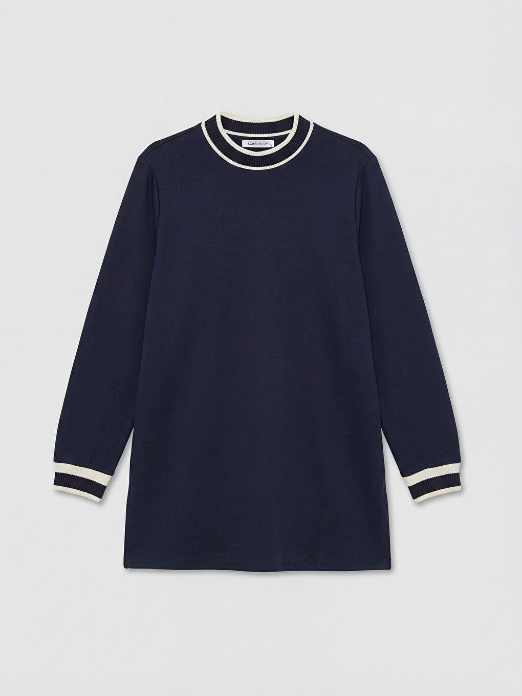 Lacivert Dik Yaka Soft Touch Kadın Sweatshirt Tunik-4