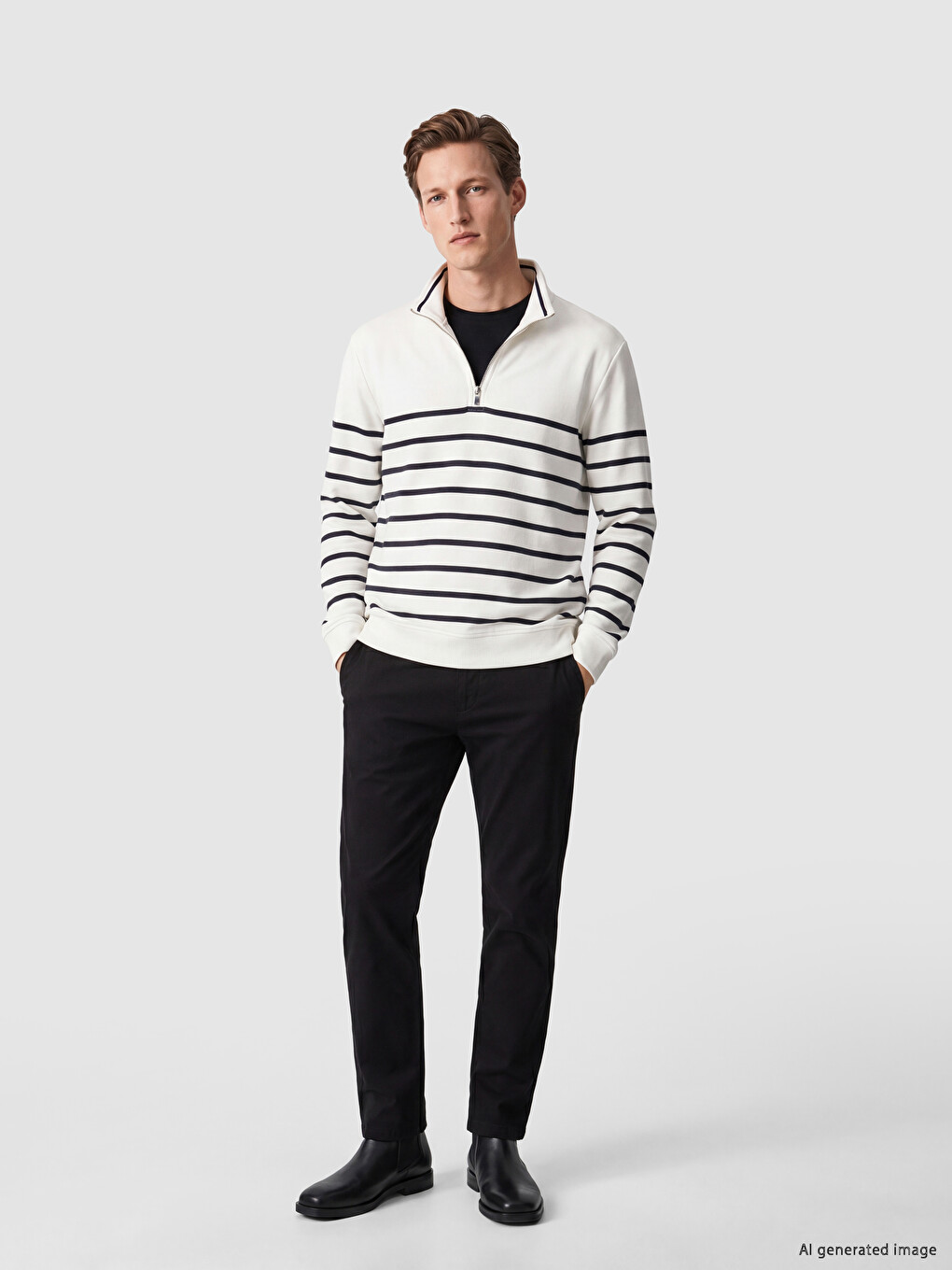 Mock Neck Striped Men's Sweatshirt-1