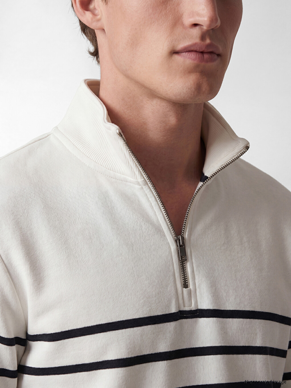Mock Neck Striped Men's Sweatshirt-2
