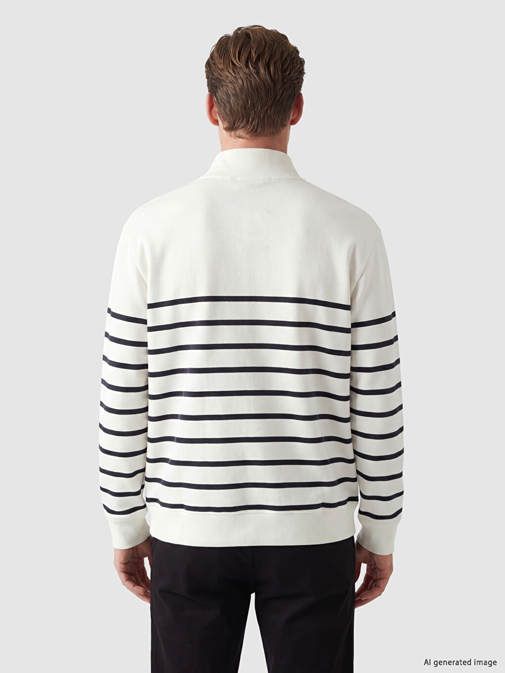 Mock Neck Striped Men's Sweatshirt-3