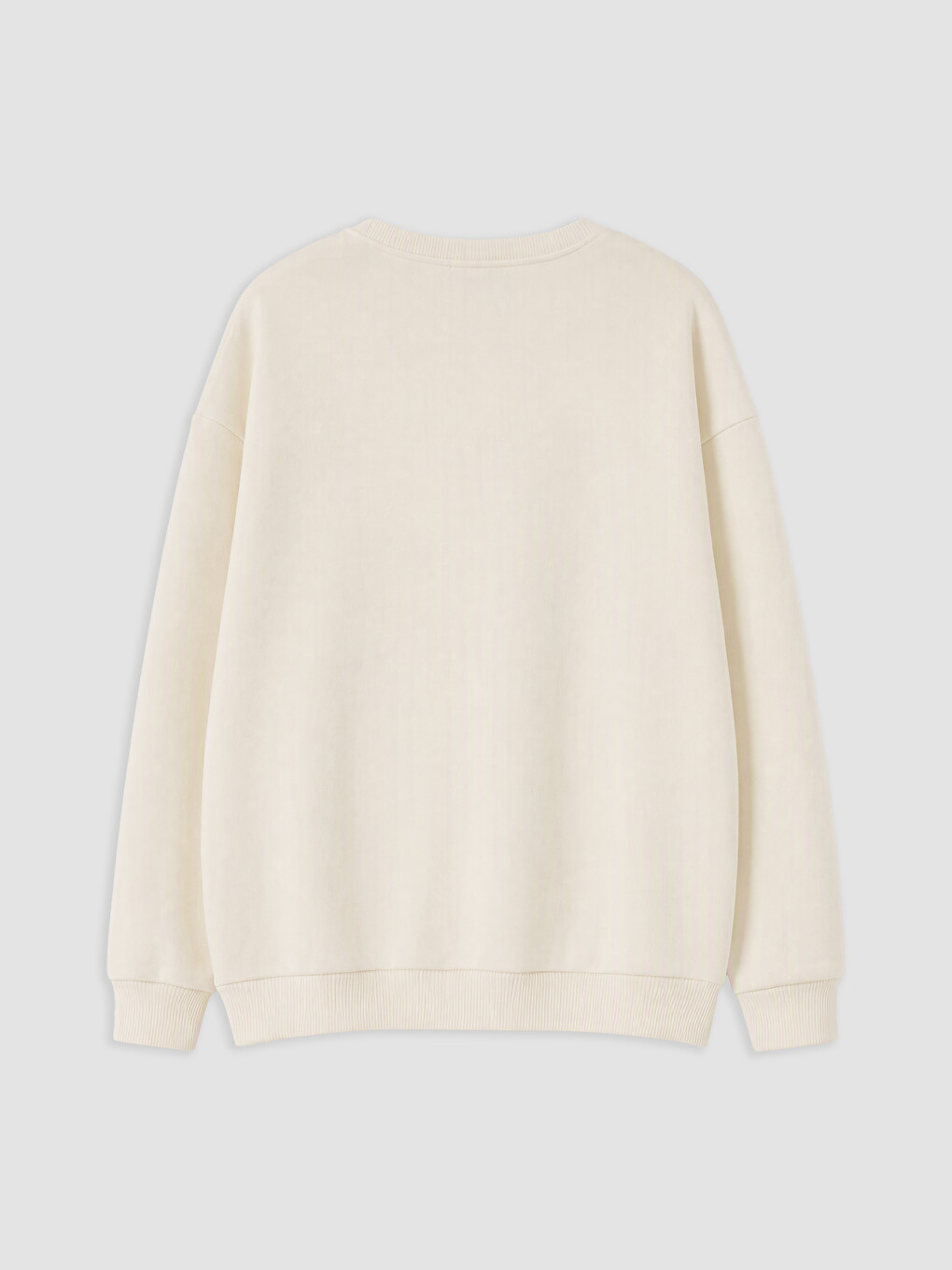 Ekru Baskılı Kadın Kalın Sweatshirt-1