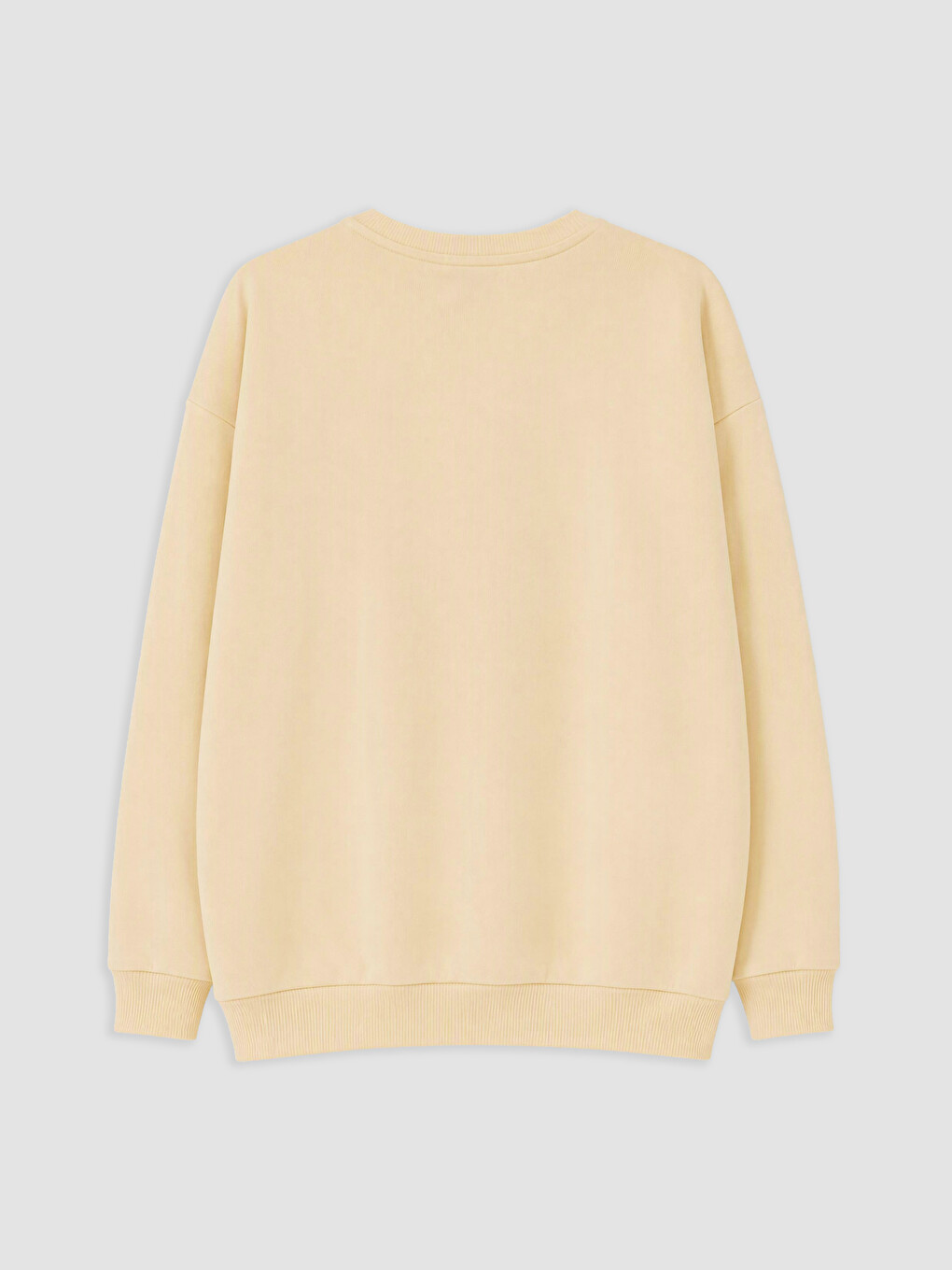 Bej Baskılı Kadın Kalın Sweatshirt-1