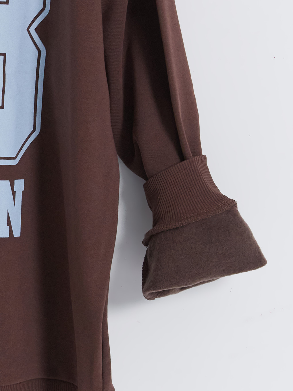 Kahverengi Oversize Kadın Kalın Sweatshirt-2