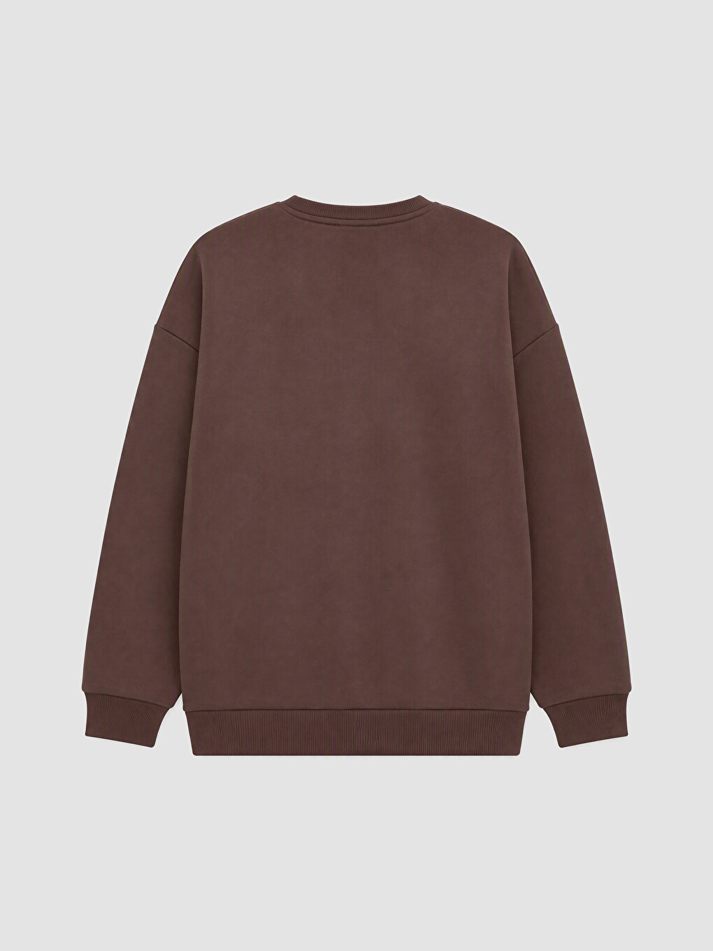 Kahverengi Oversize Kadın Kalın Sweatshirt-3