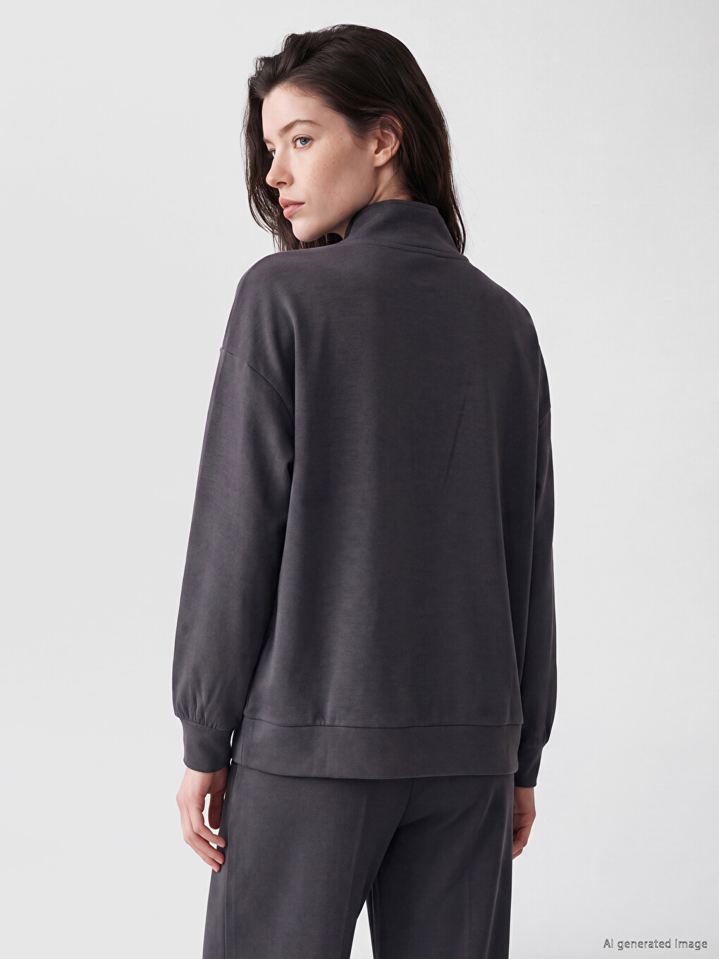 Mock Neck Soft Touch Women's Sweatshirt-3