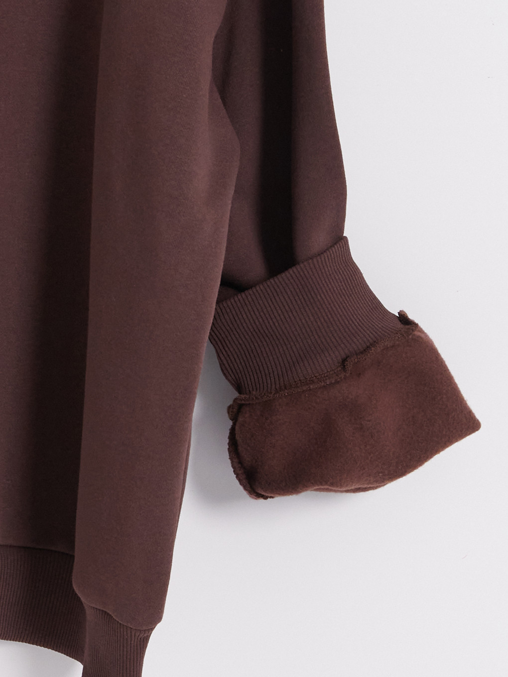 Kahverengi Oversize Kadın Kalın Sweatshirt-6