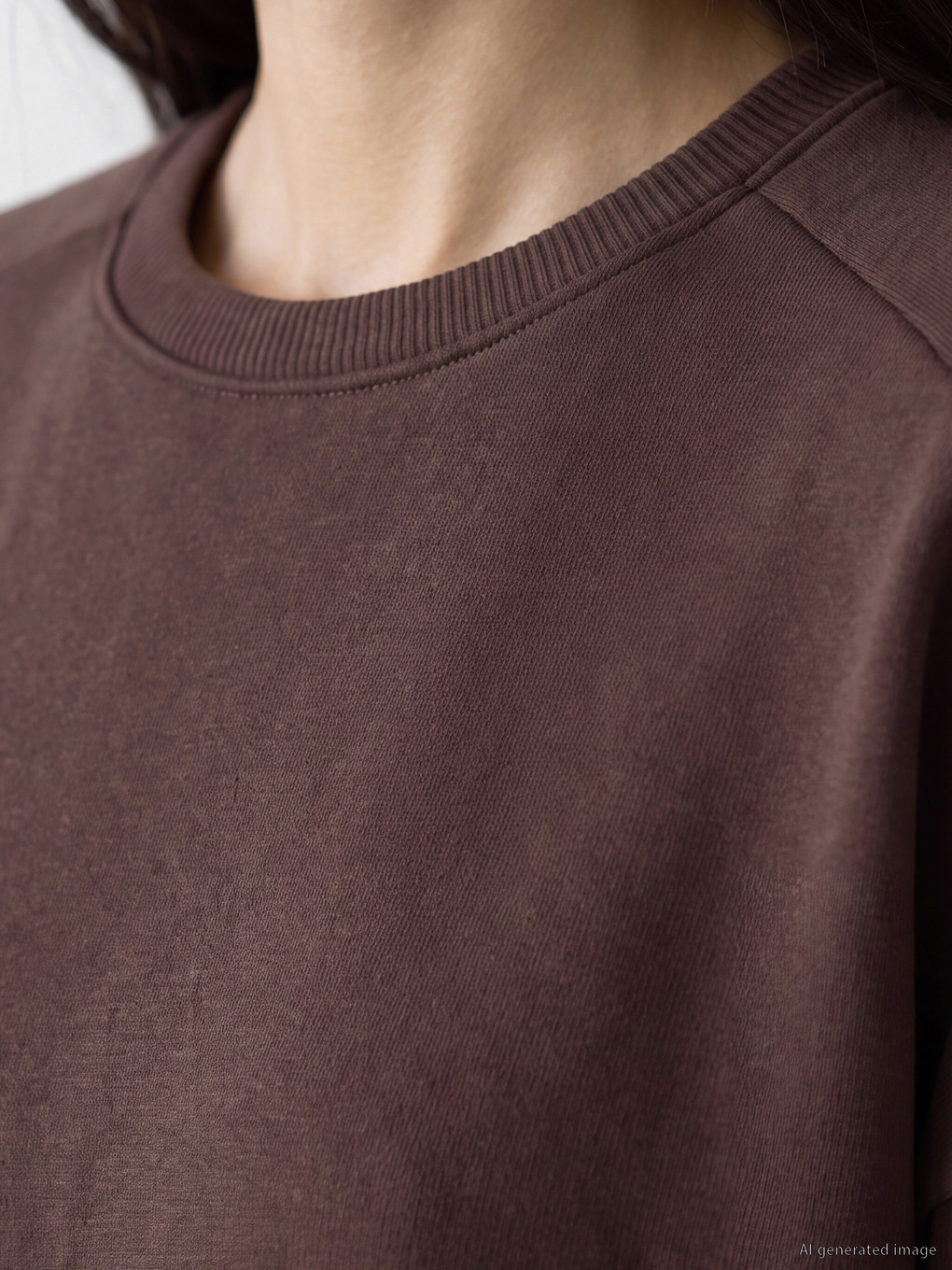 Kahverengi Oversize Kadın Kalın Sweatshirt-2