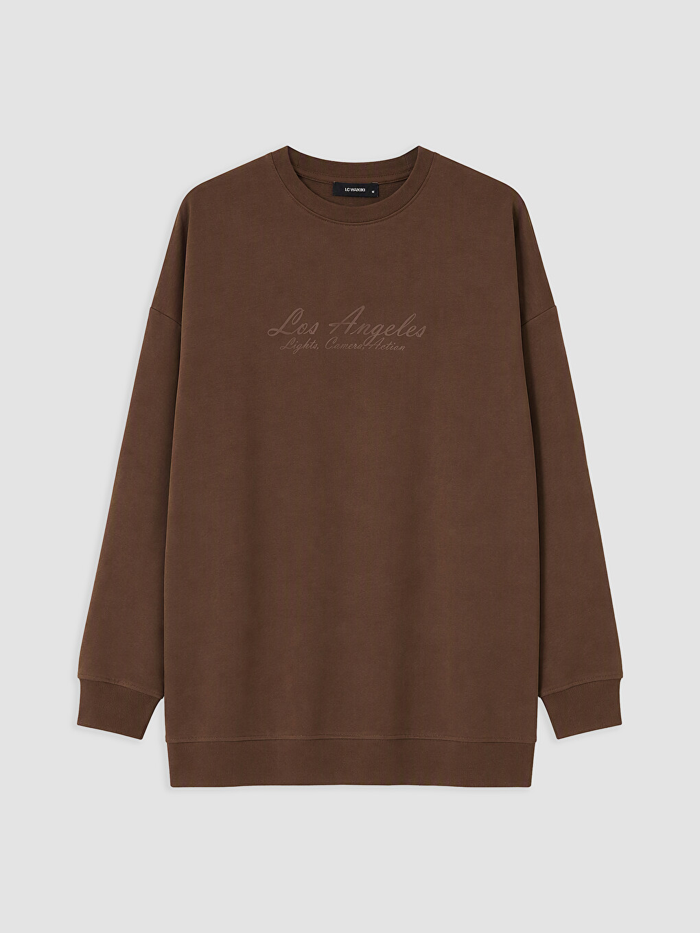 Kahverengi Baskılı Kadın Sweatshirt Tunik