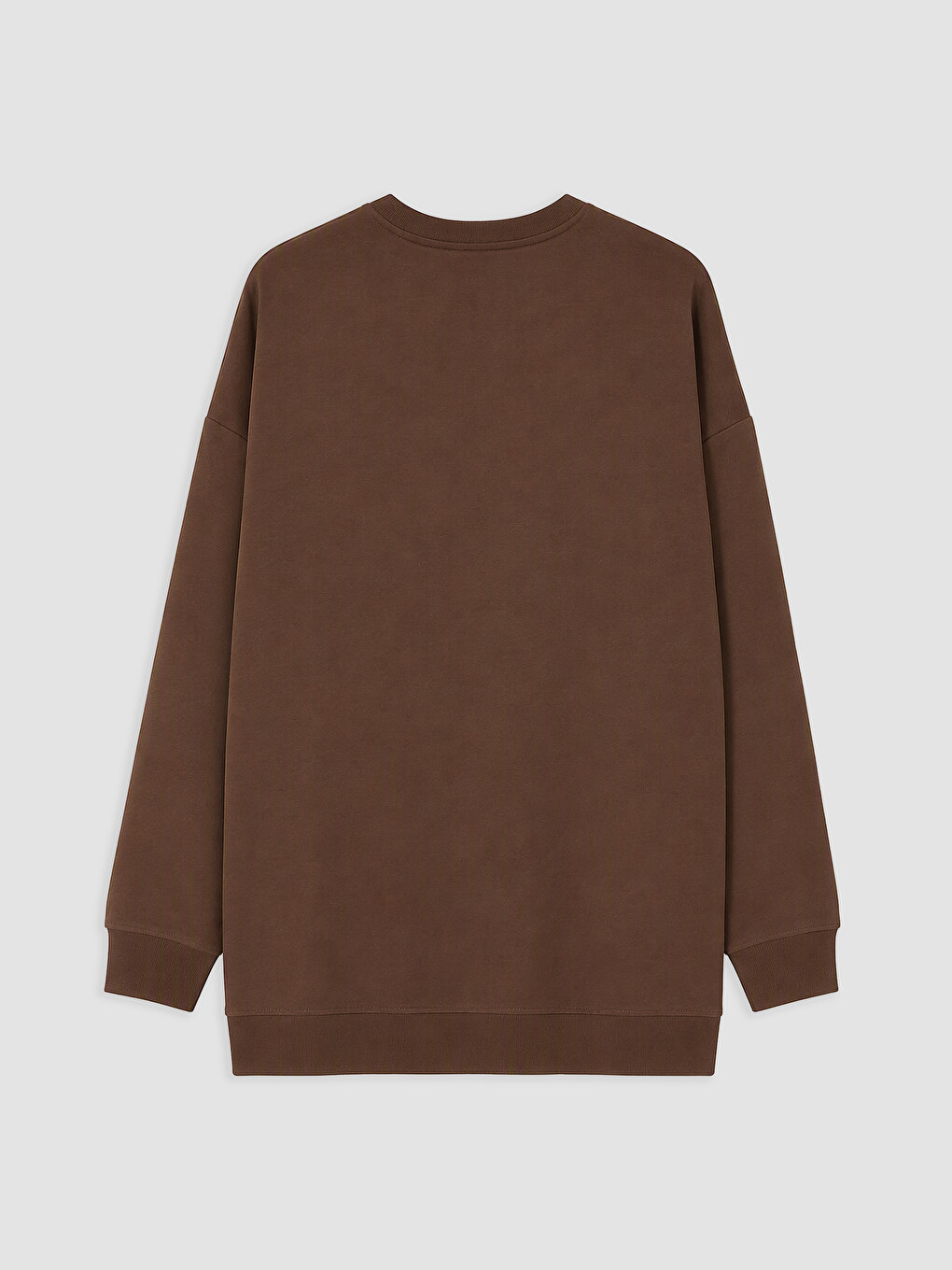 Kahverengi Baskılı Kadın Sweatshirt Tunik-1