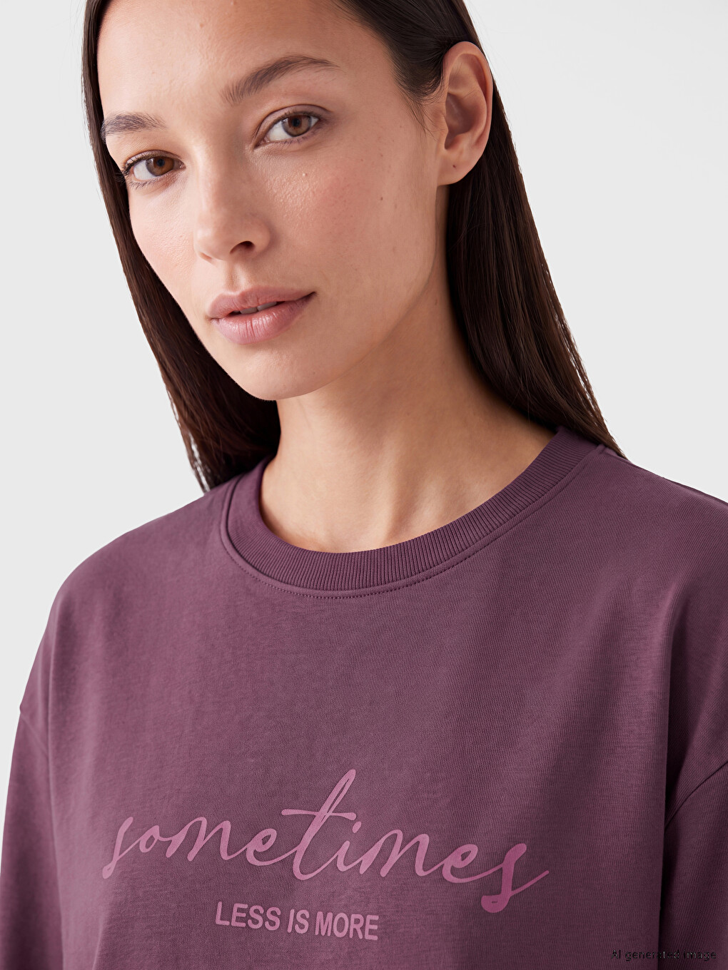 Mürdüm Baskılı Kadın Sweatshirt Tunik-2