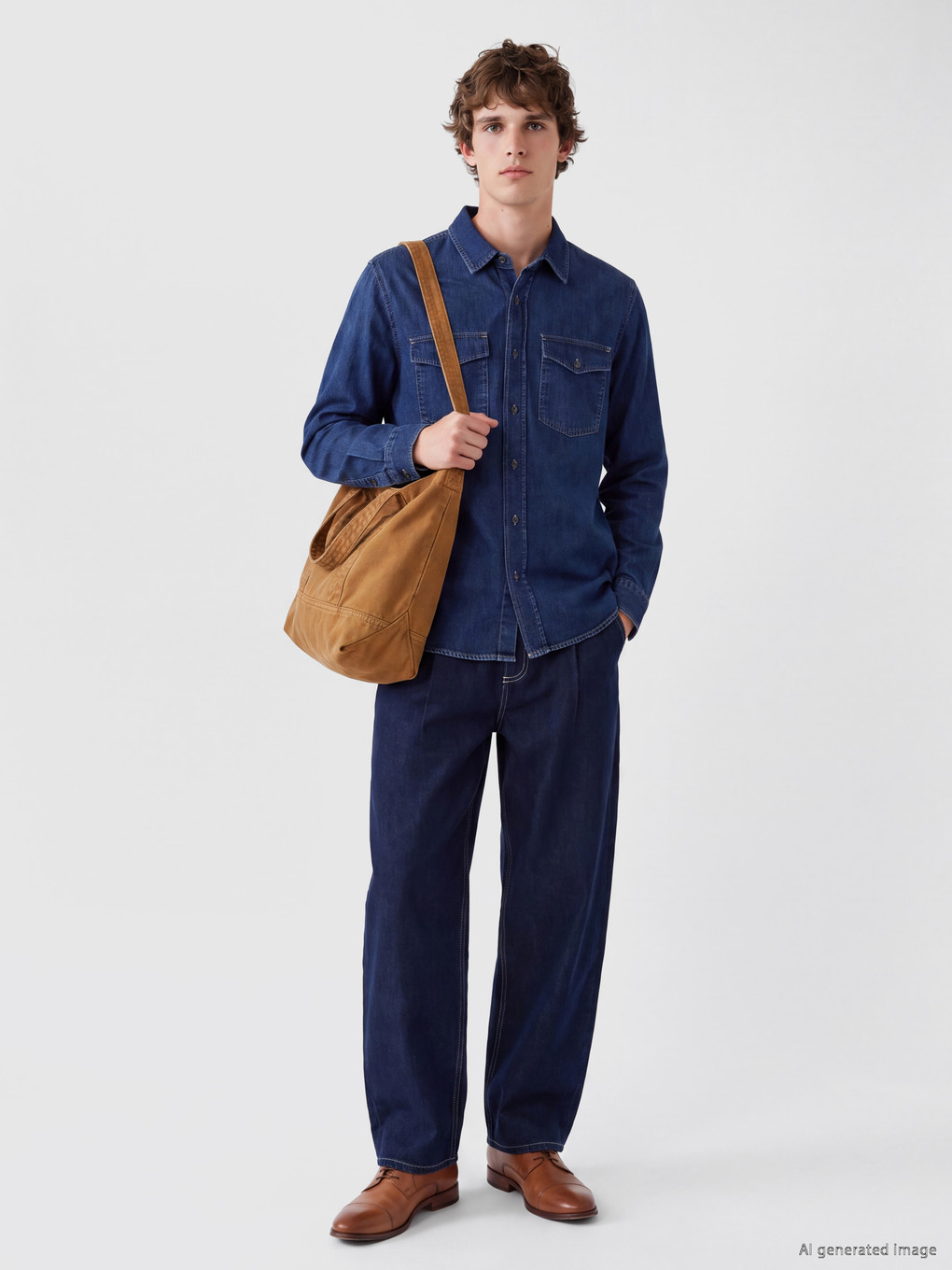 İndigo Regular Fit Erkek Jean Gömlek-1