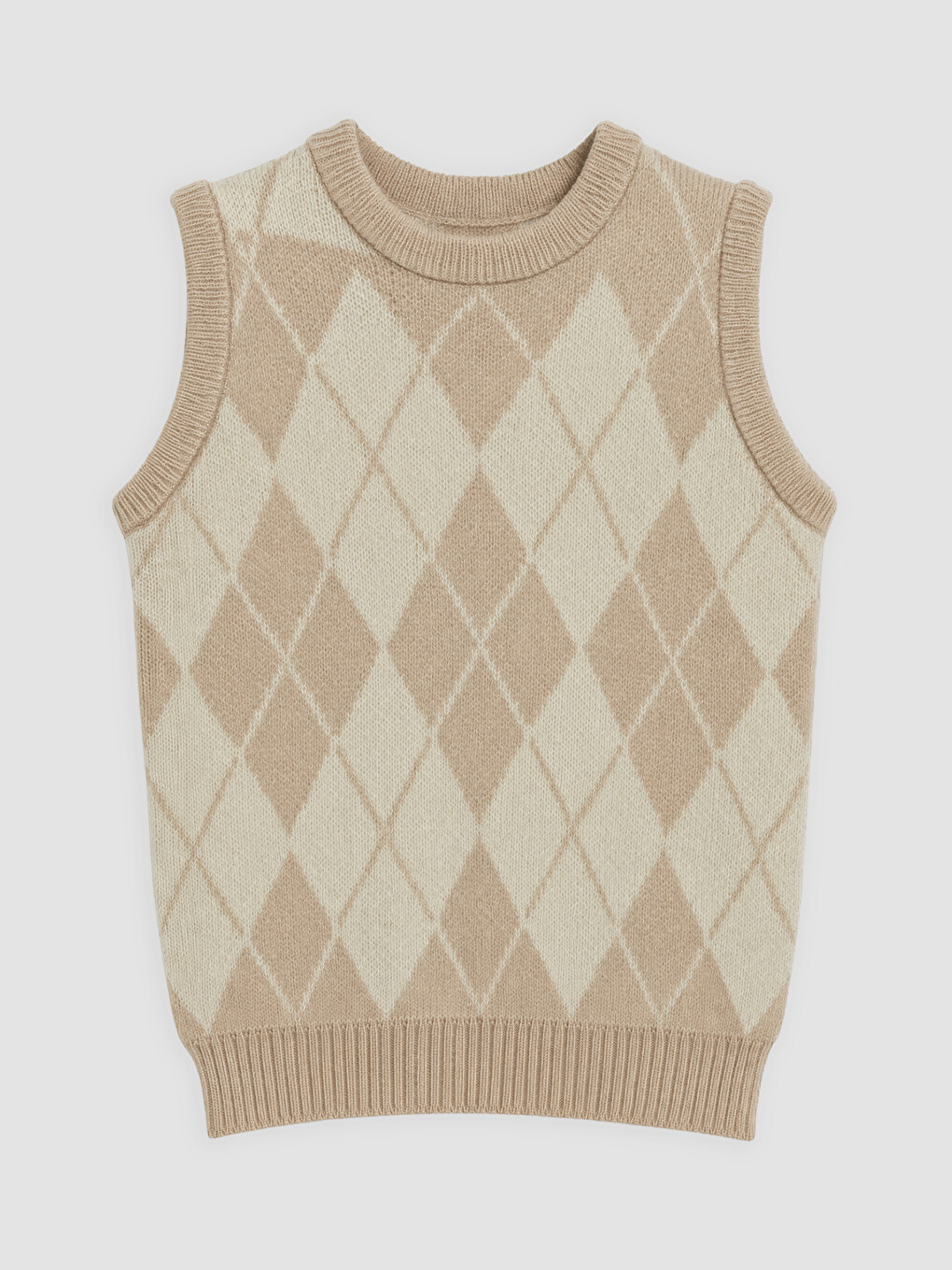 Argyle Patterned Women's Knitwear Sweater Vest-4