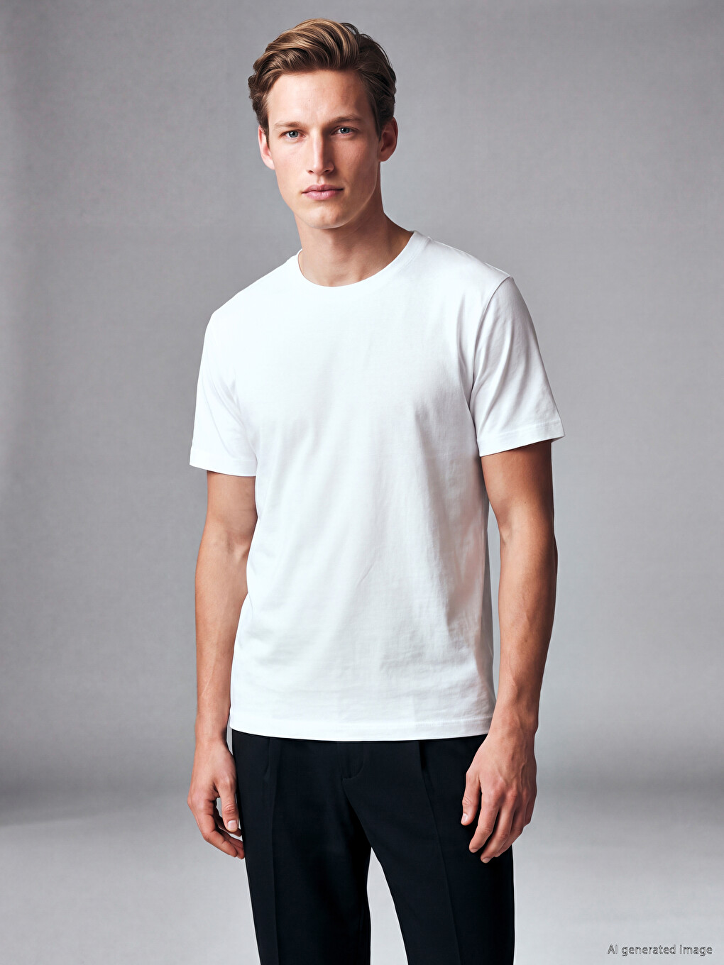 Beyaz Regular Fit Kalın Kumaş Tişört /03